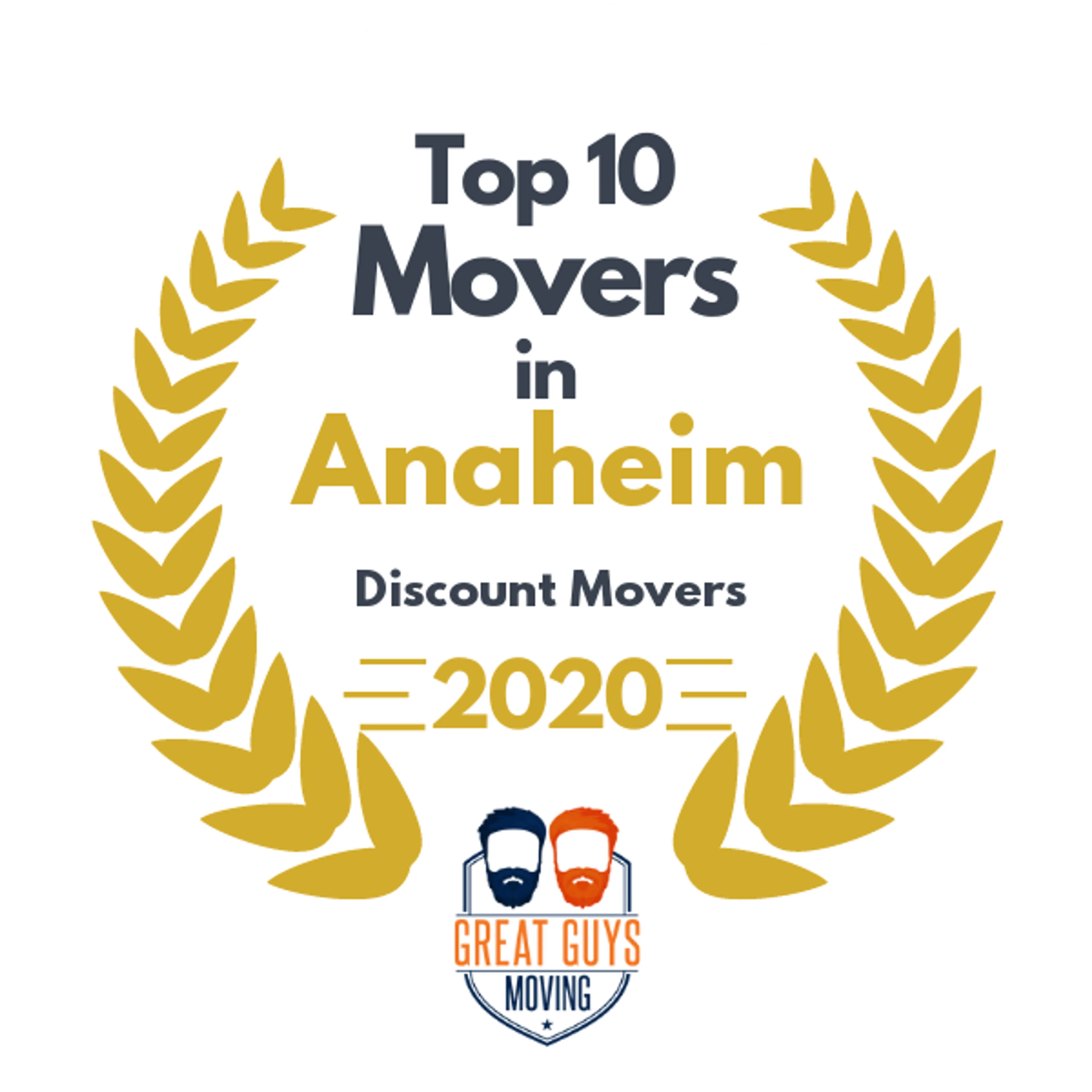 Top 10 Movers in Anaheim, CA 2020 award
