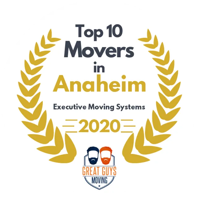 Top 10 Movers in Anaheim, CA 2020 award