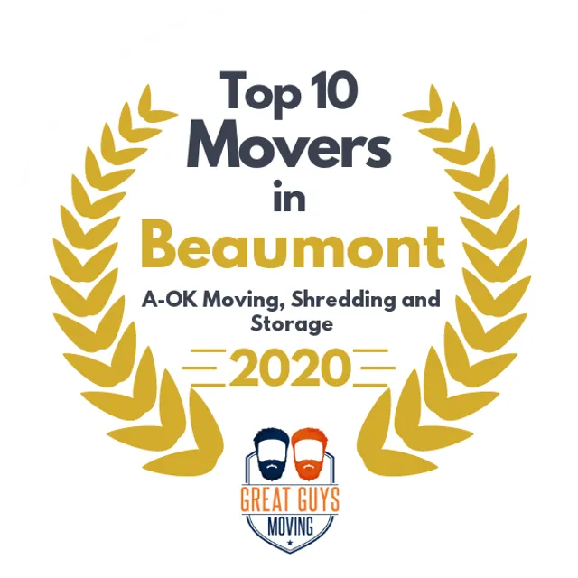 Top 10 Movers in Beaumont, TX 2020 award