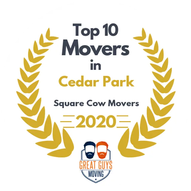 Top 10 Movers in Cedar Park, TX 2020 award