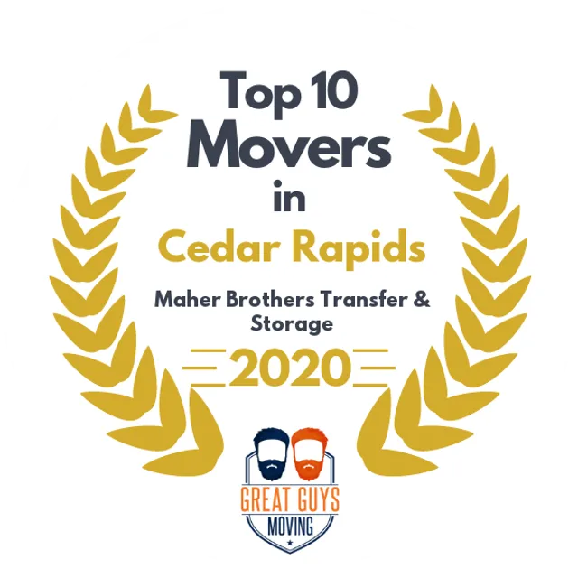 Top 10 Movers in Cedar Rapids, IA 2020 award