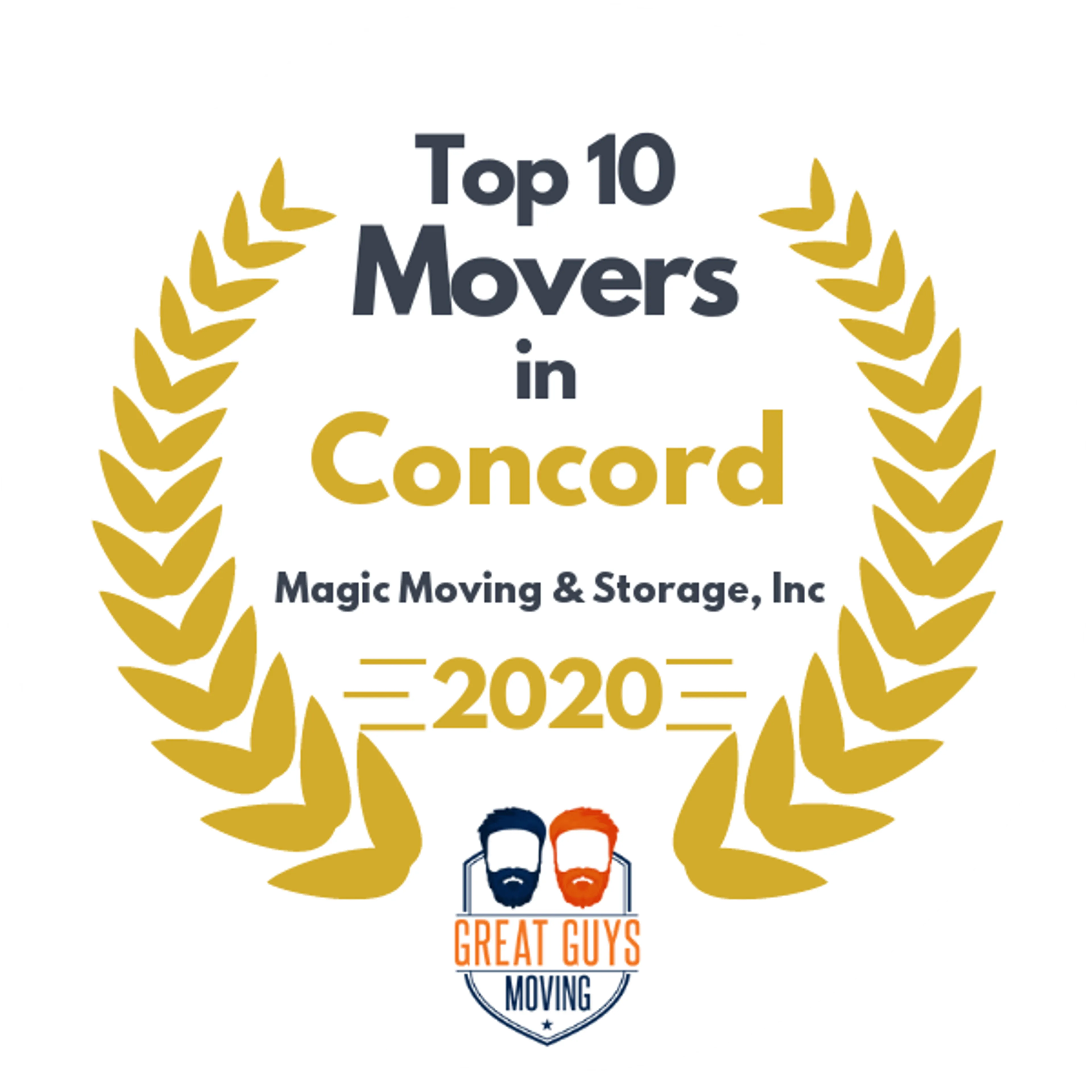 Top 10 Movers in Concord, CA 2020 award