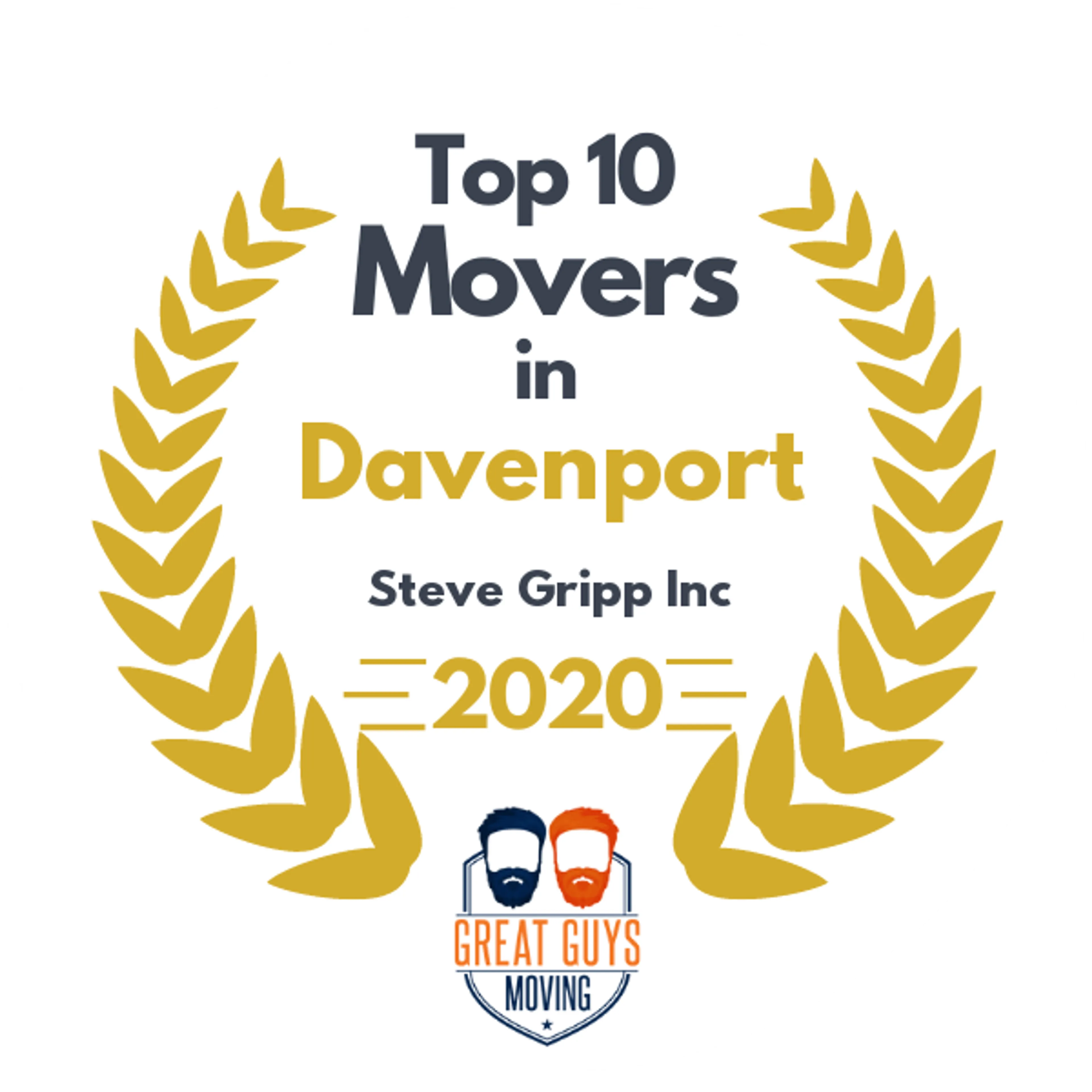 Top 10 Movers in Davenport, IA 2020 award