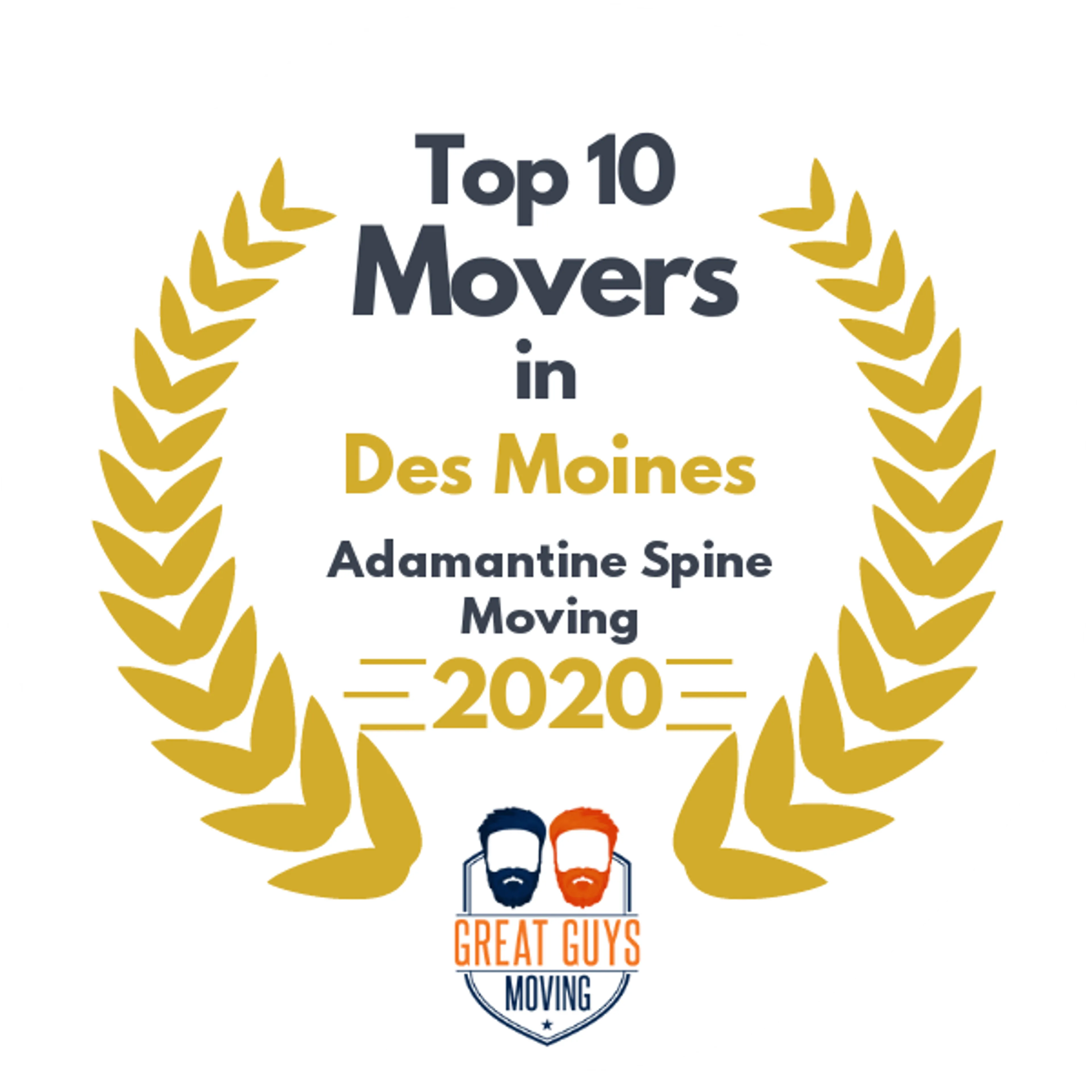 Top 10 Movers in Des Moines, IA 2020 award
