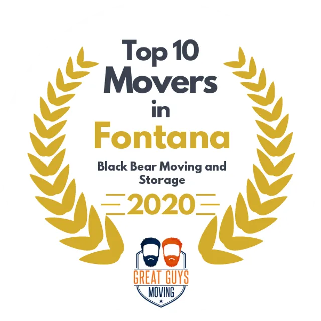 Top 10 Movers in Fontana, CA 2020 award