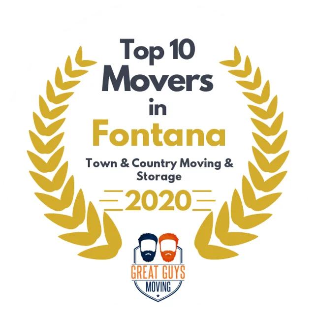 Top 10 Movers in Fontana, CA 2020 award