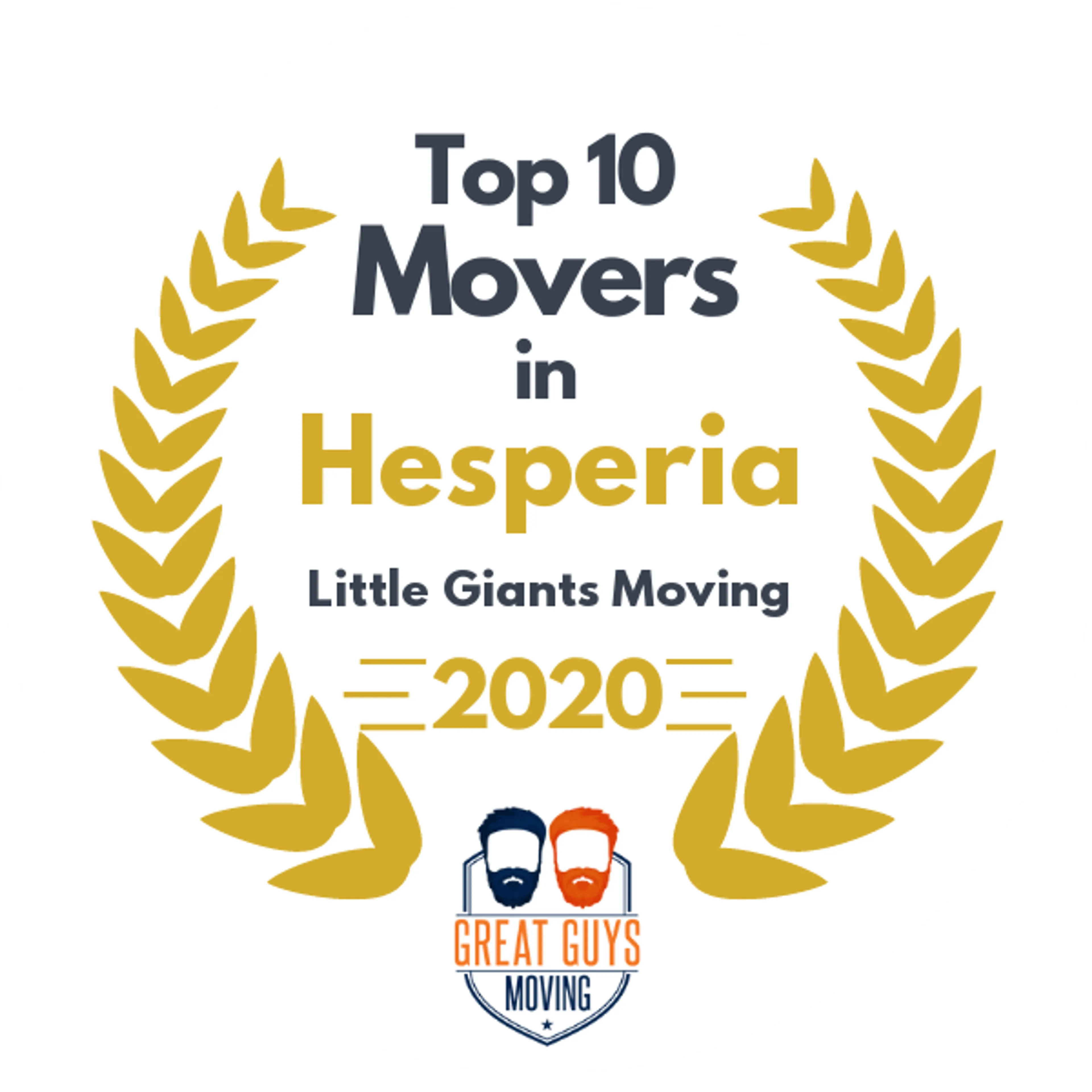 Top 10 Movers in Victorville, CA 2020 award