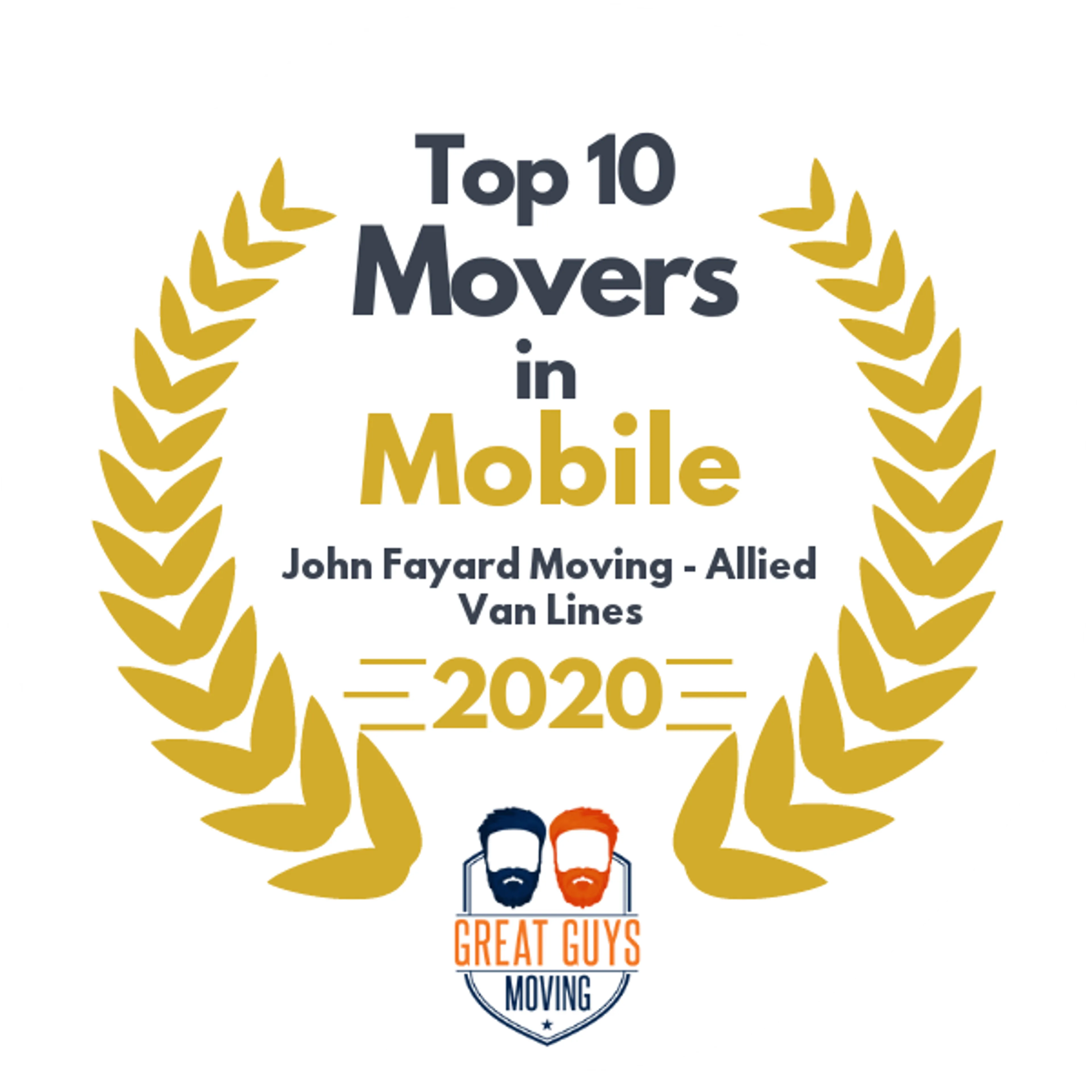 Top 10 Movers in Mobile, AL 2020 award