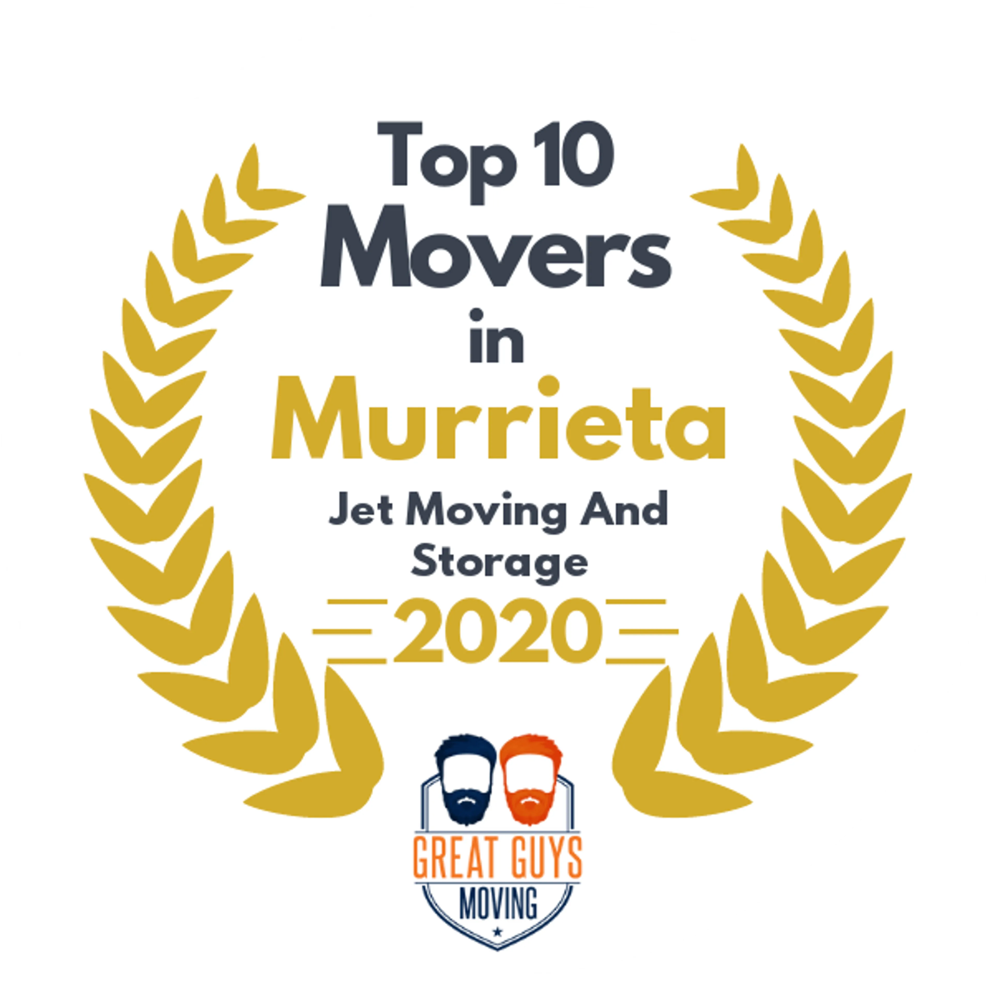 Top 10 Movers in Murrieta, CA 2020 award