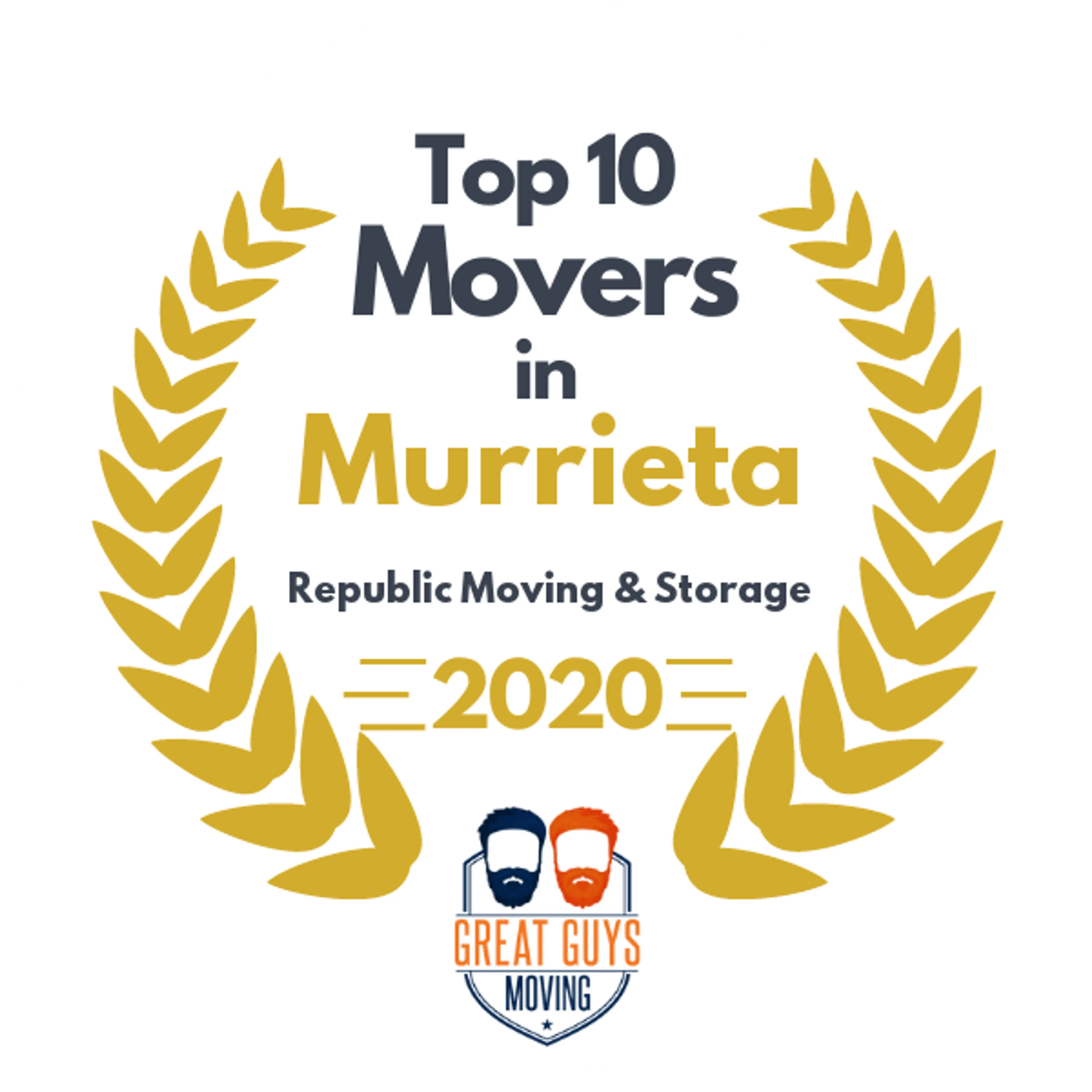 Top 10 Movers in Murrieta, CA 2020 award