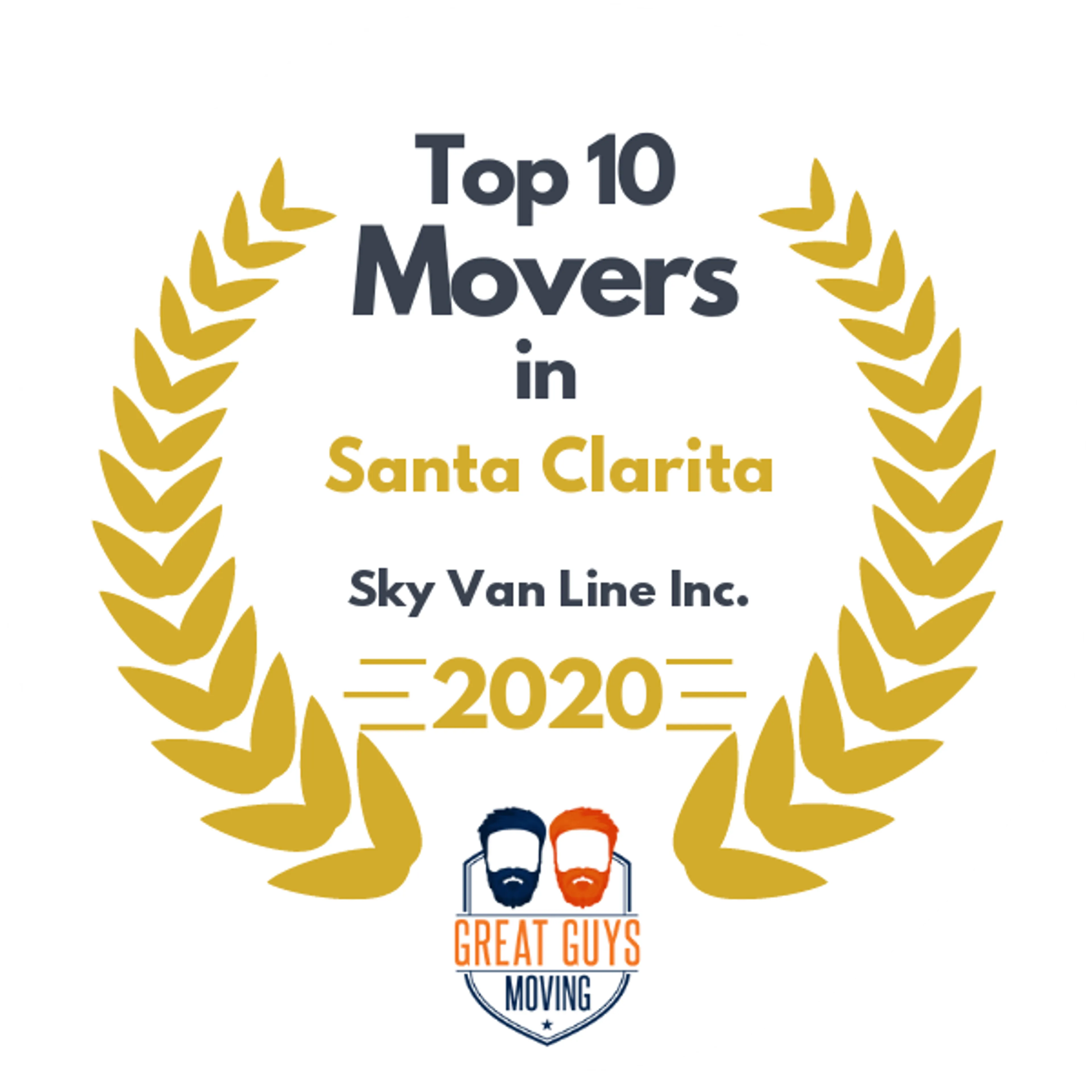Top 10 Movers in Santa Clarita, CA 2020 award