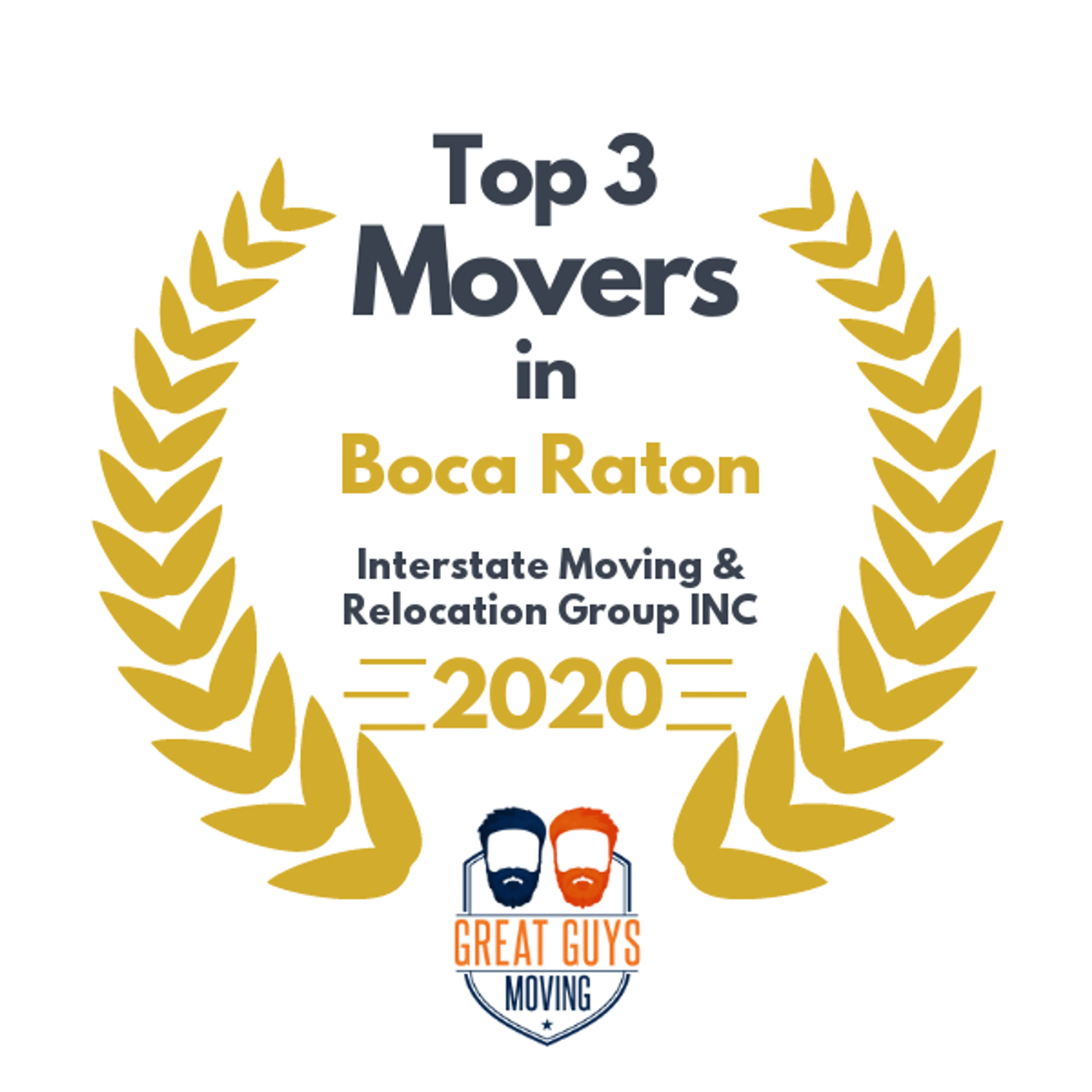 Top 3 Movers in Boca Raton, FL 2020 award