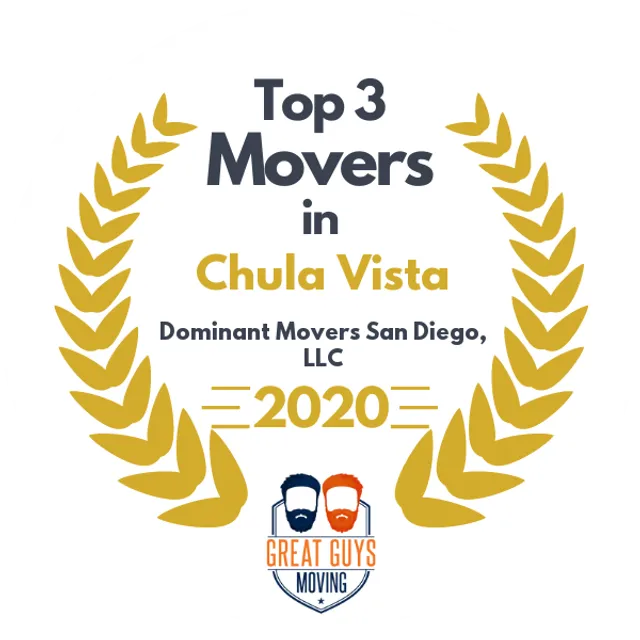 Top 3 Movers in Chula Vista, CA 2020 award