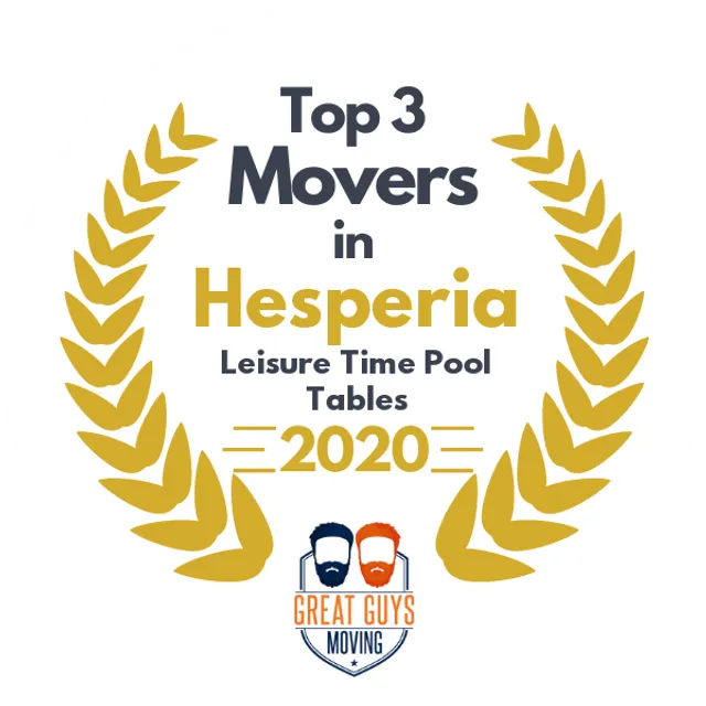 Top 3 Movers in Hesperia, CA 2020 award