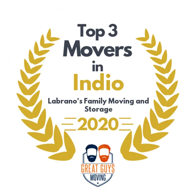 Top 3 Movers in Indio, CA 2020 award