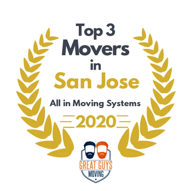 Top 3 Movers in San Jose, CA 2020 award