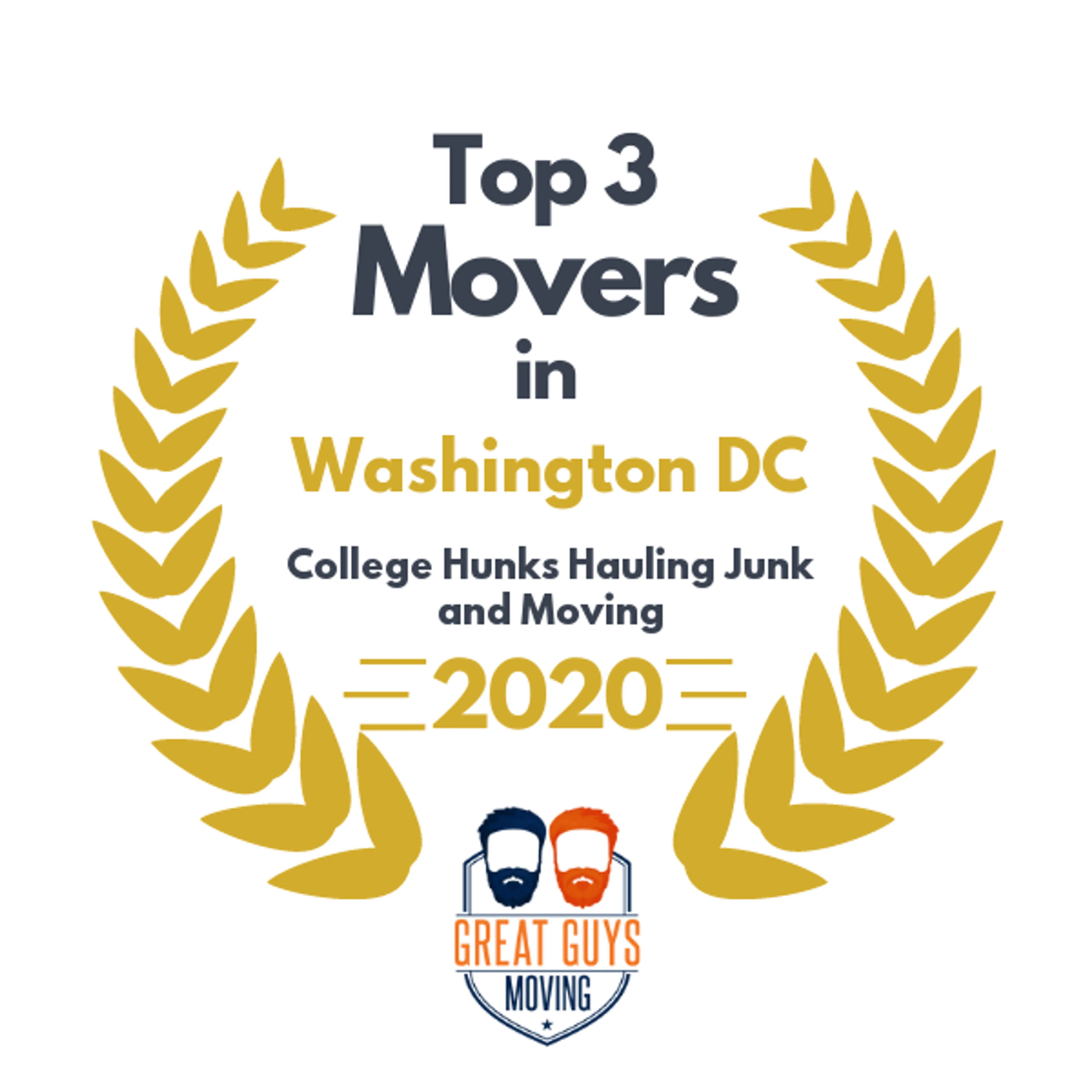 Top 3 Movers in Washington DC, DC 2020 award