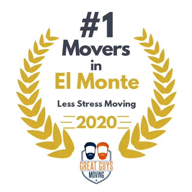 #1 Ranked Movers in El Monte, CA 2020 award