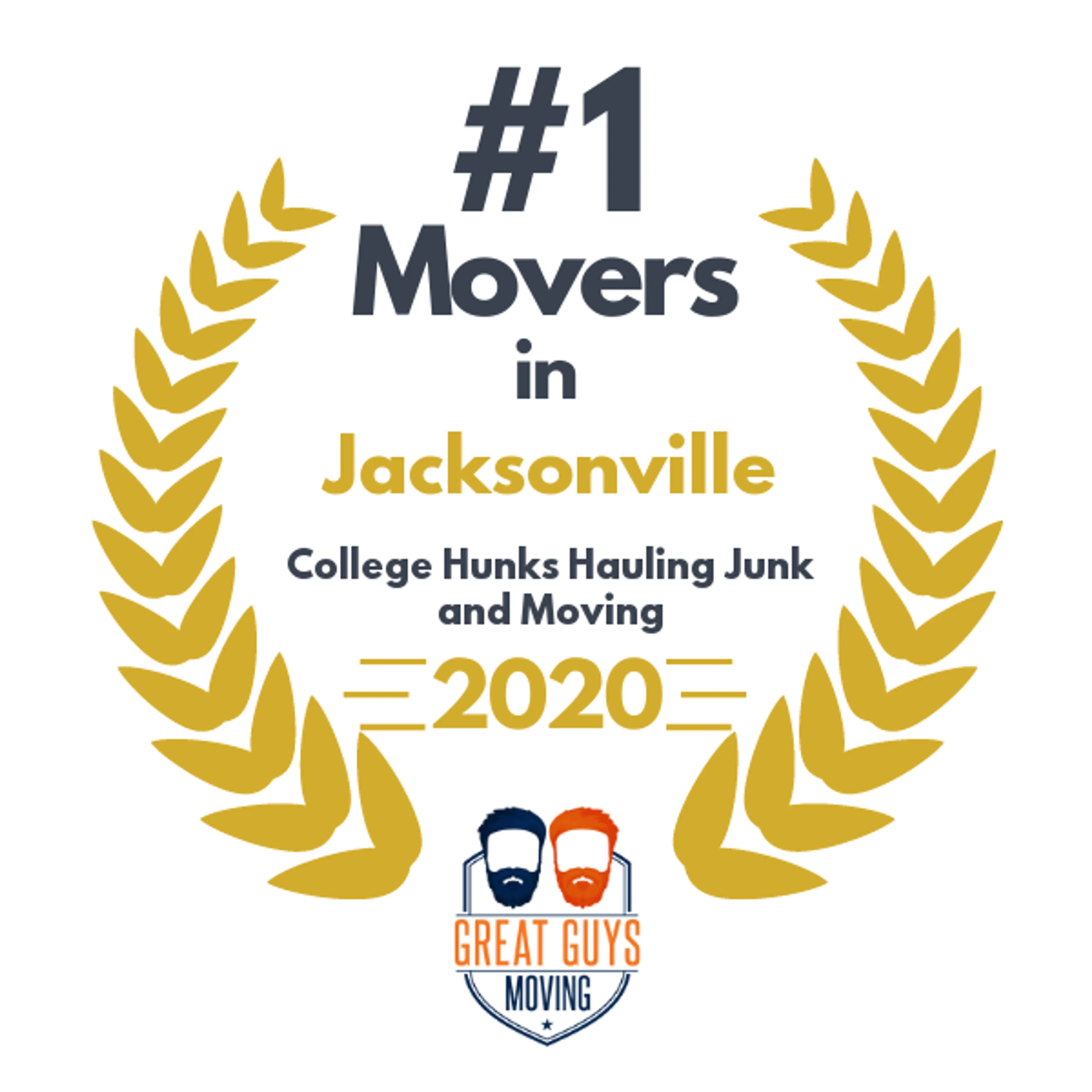 #1 Ranked Movers in Jacksonville, FL 2020 award