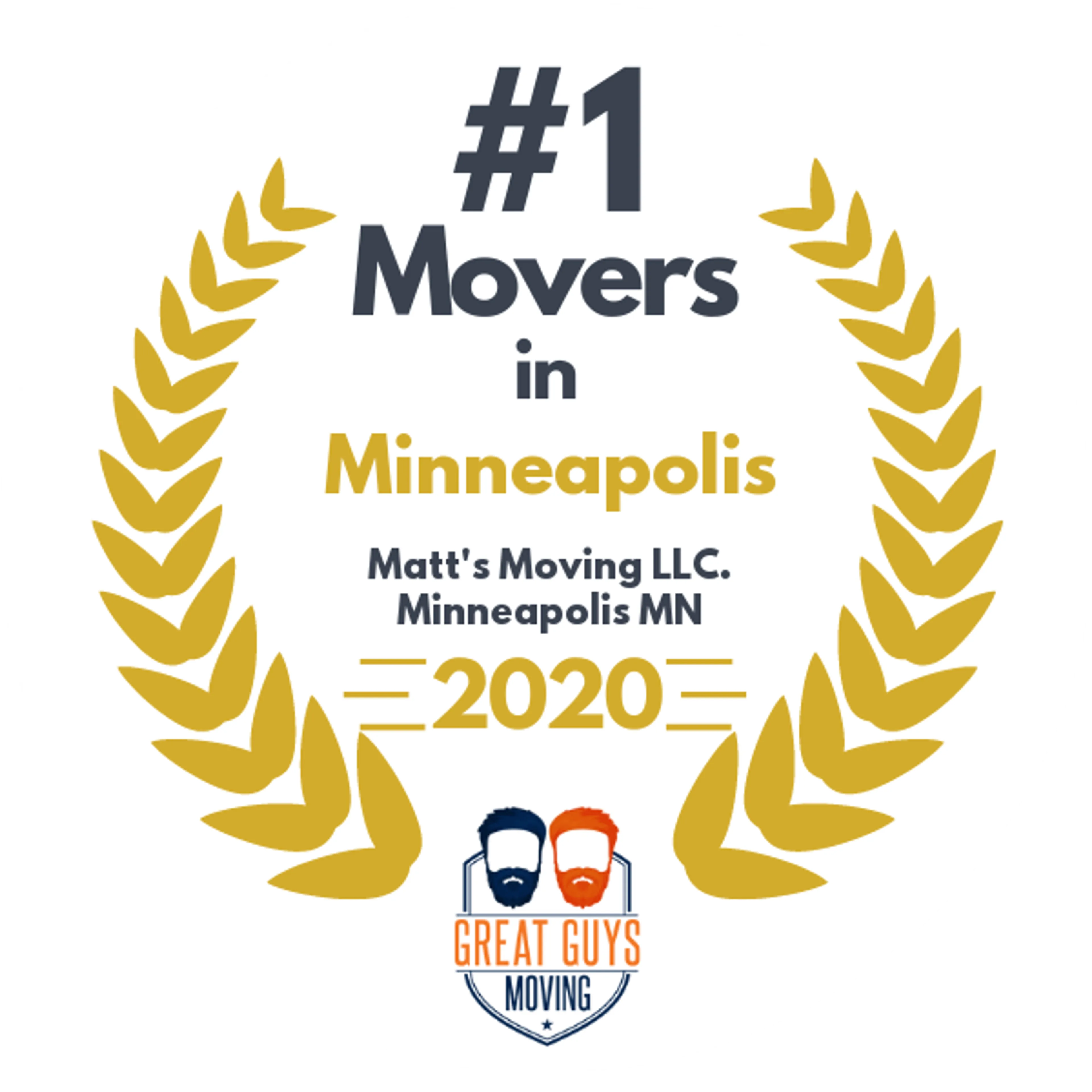 #1 Ranked Movers in Minneapolis, MN 2020 award