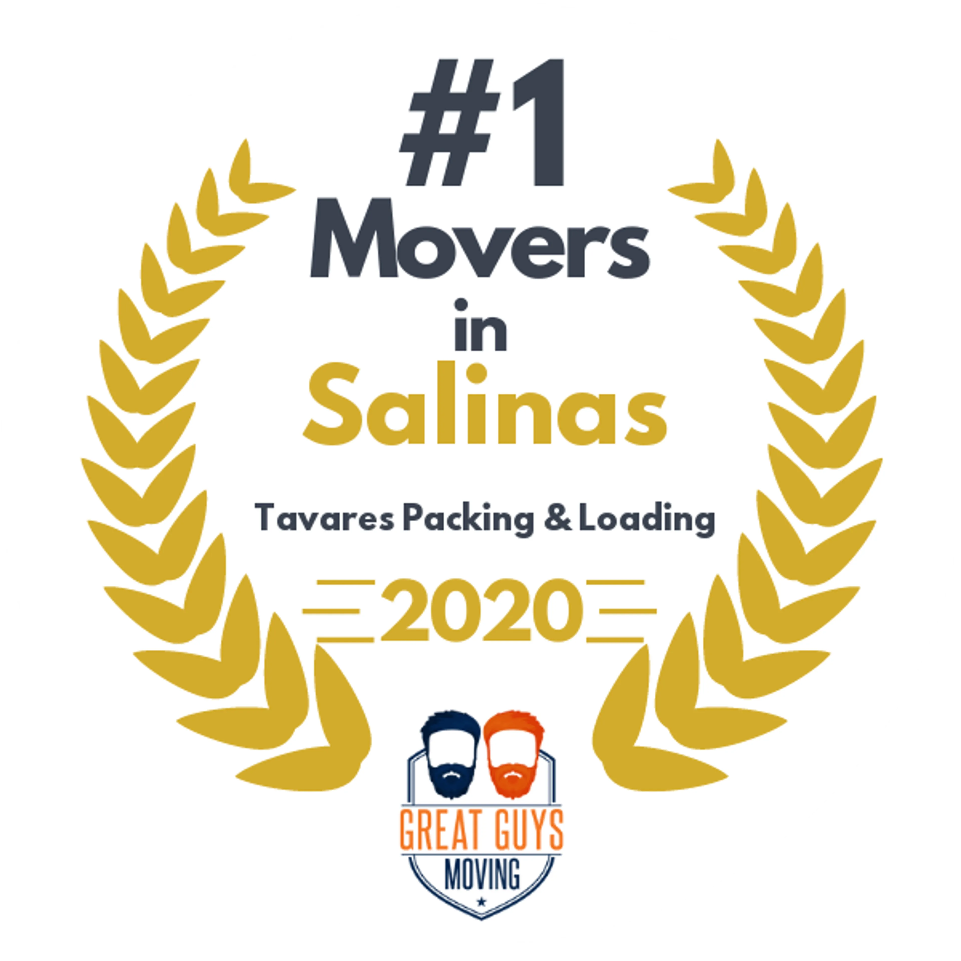 #1 Ranked Movers in Salinas, CA 2020 award