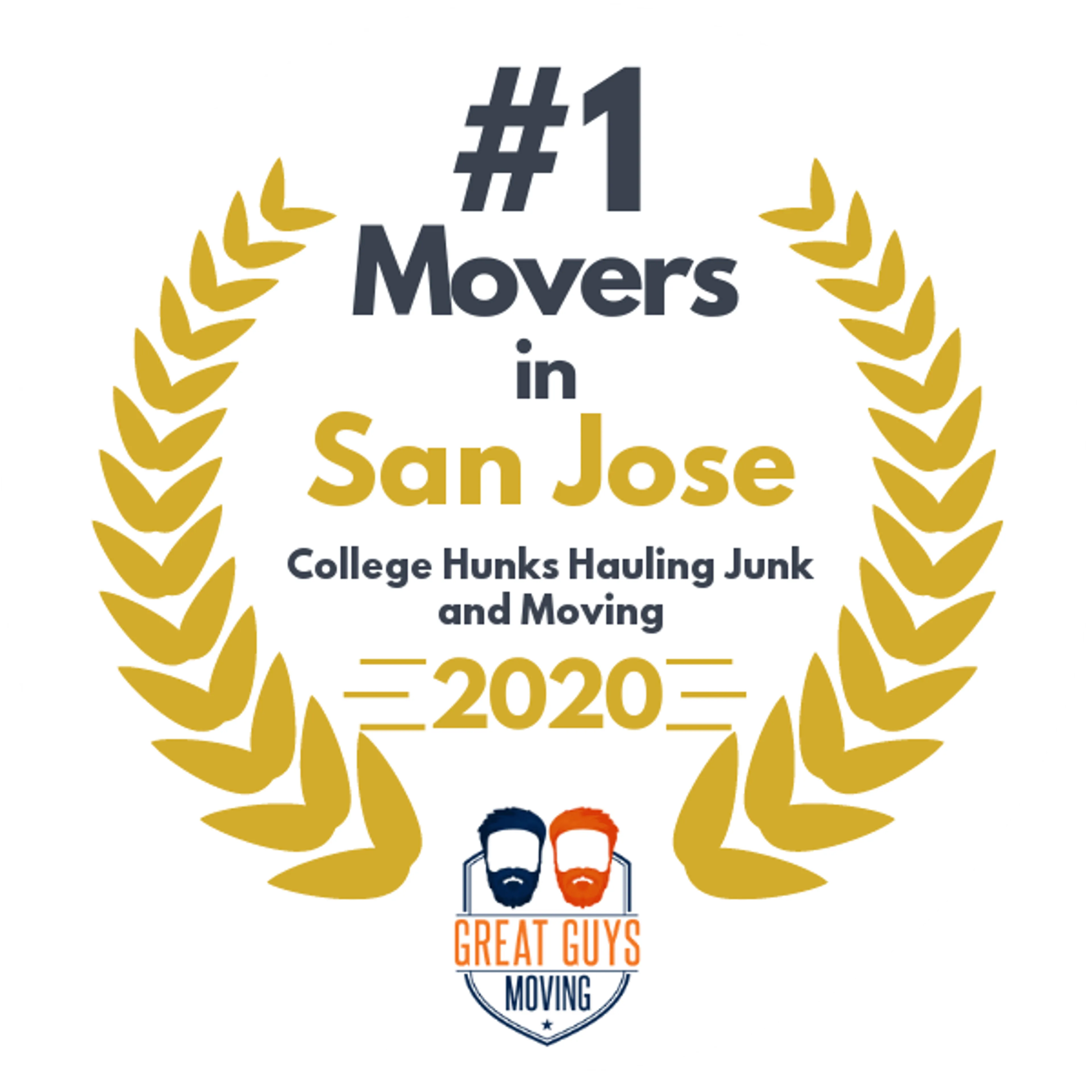 #1 Ranked Movers in San Jose, CA 2020 award