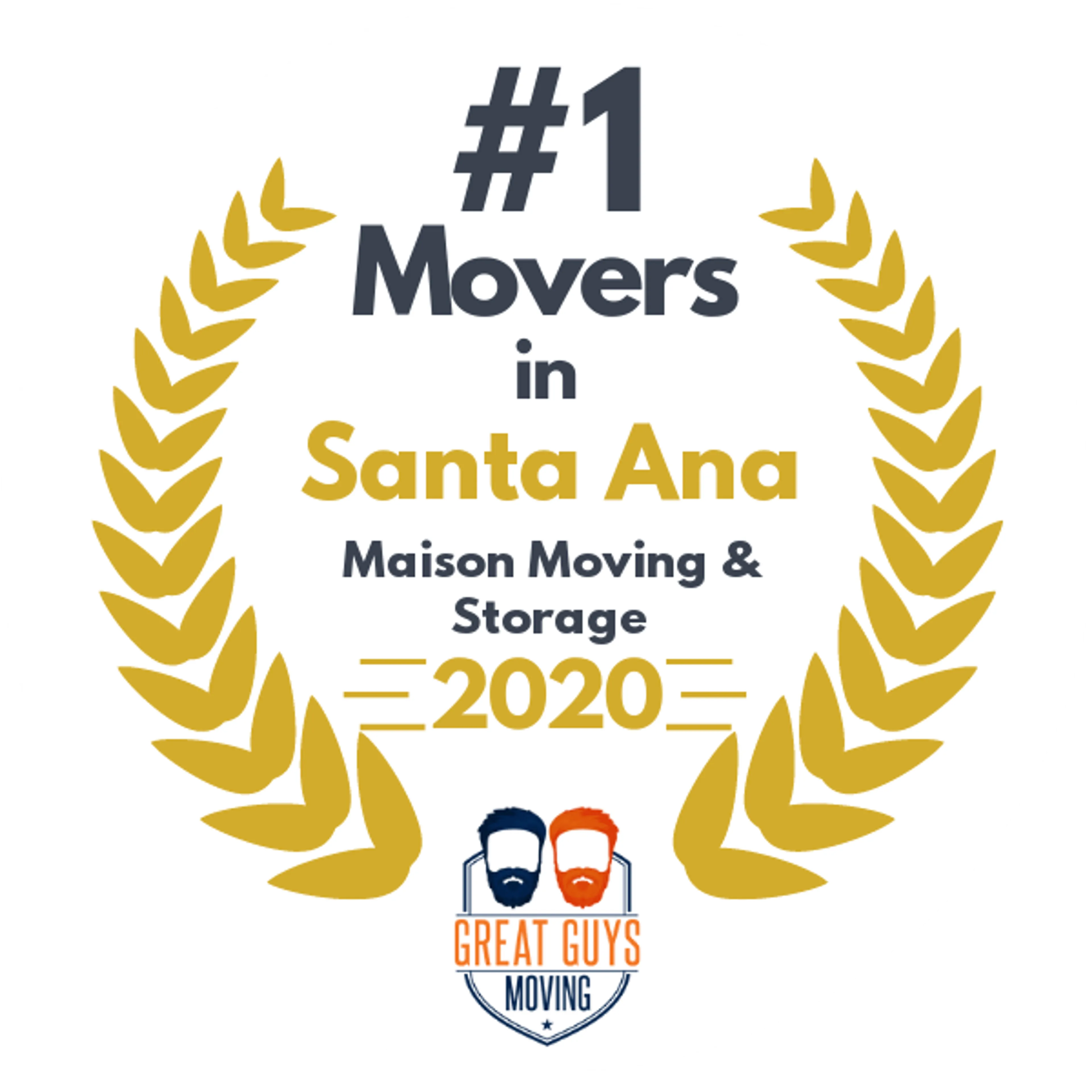 #1 Ranked Movers in Anaheim, CA 2020 award