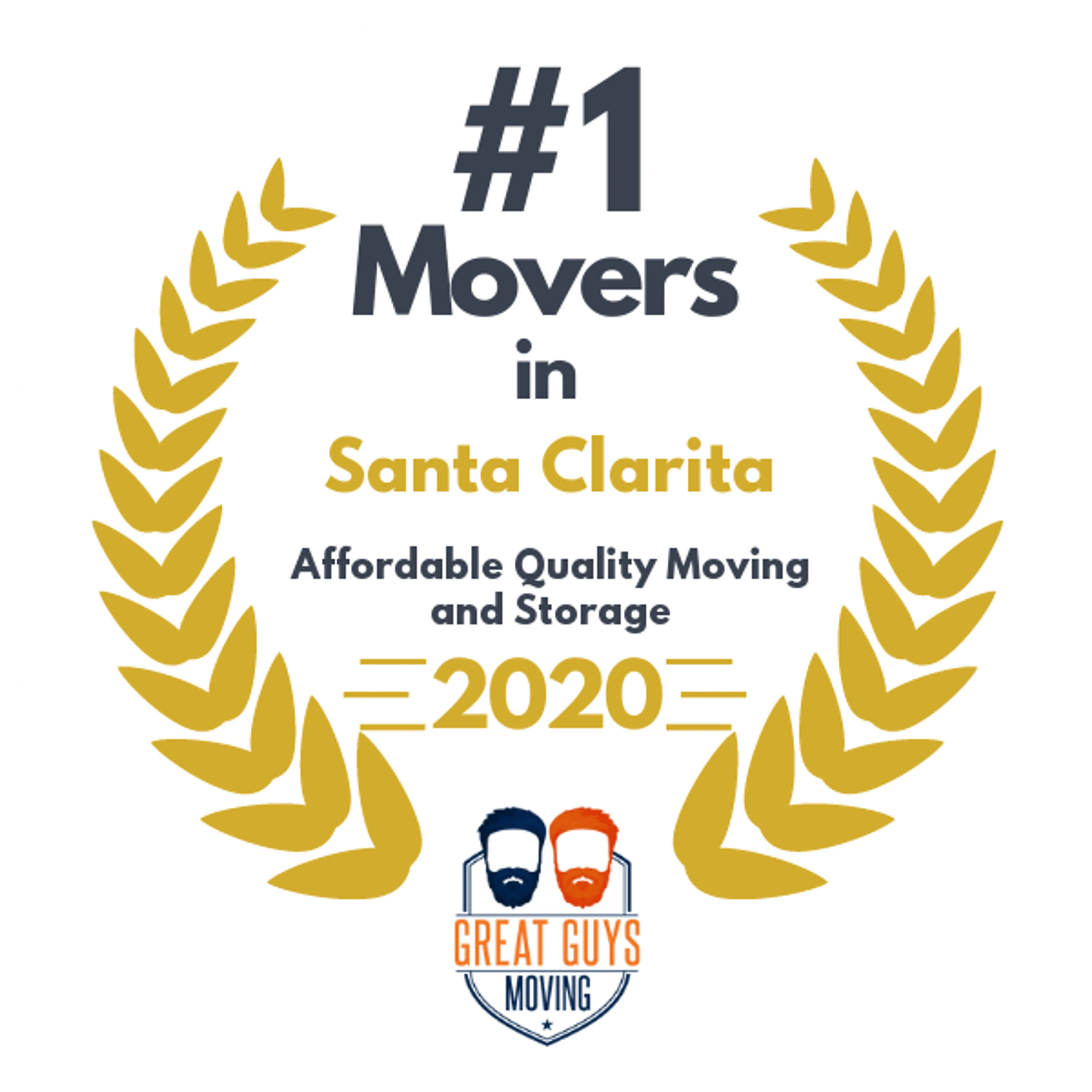 #1 Ranked Movers in Santa Clarita, CA 2020 award