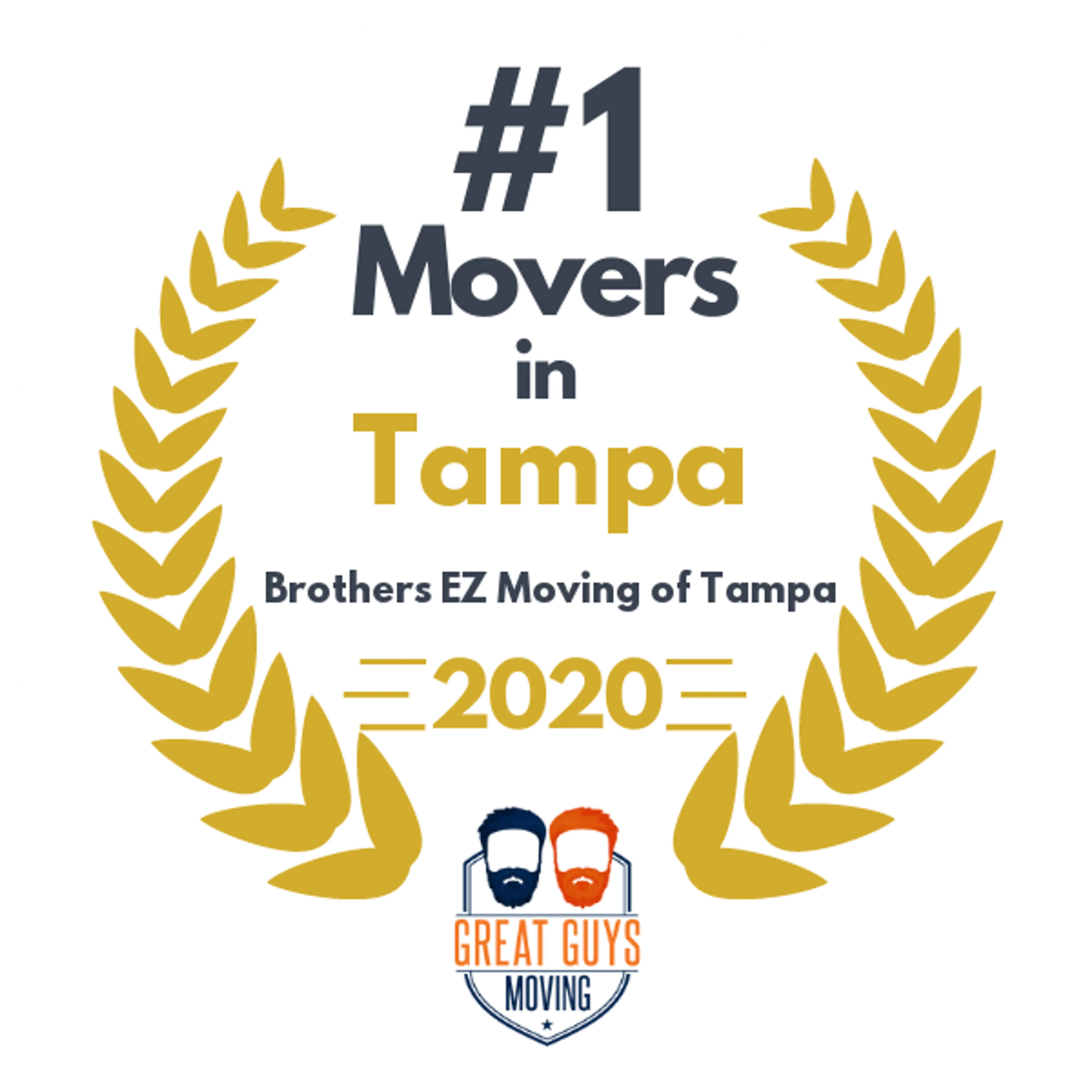 #1 Ranked Movers in Tampa, FL 2020 award