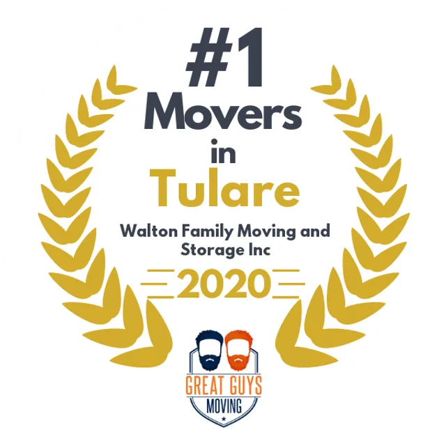 #1 Ranked Movers in Tulare, CA 2020 award