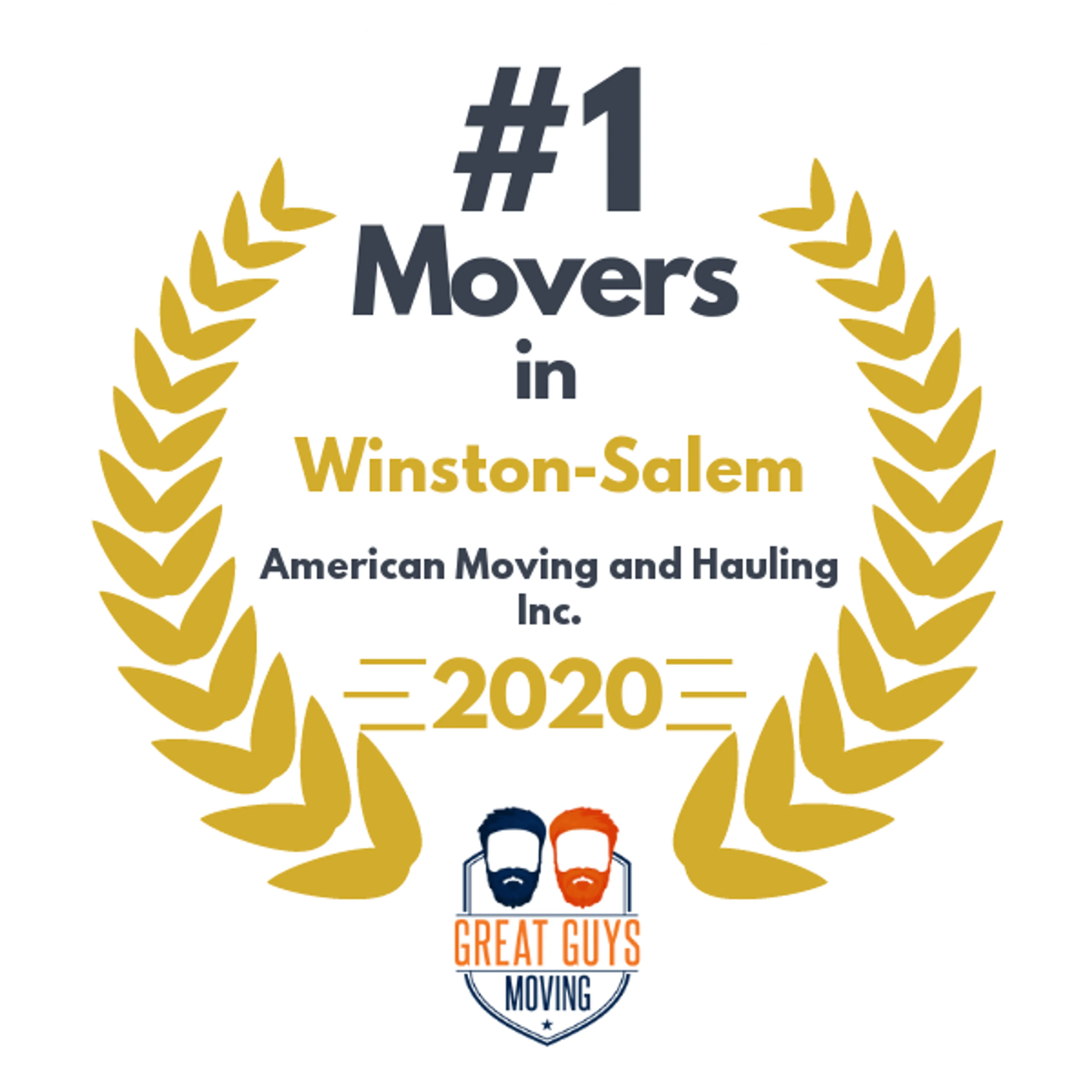 #1 Ranked Movers in Greensboro, NC 2020 award