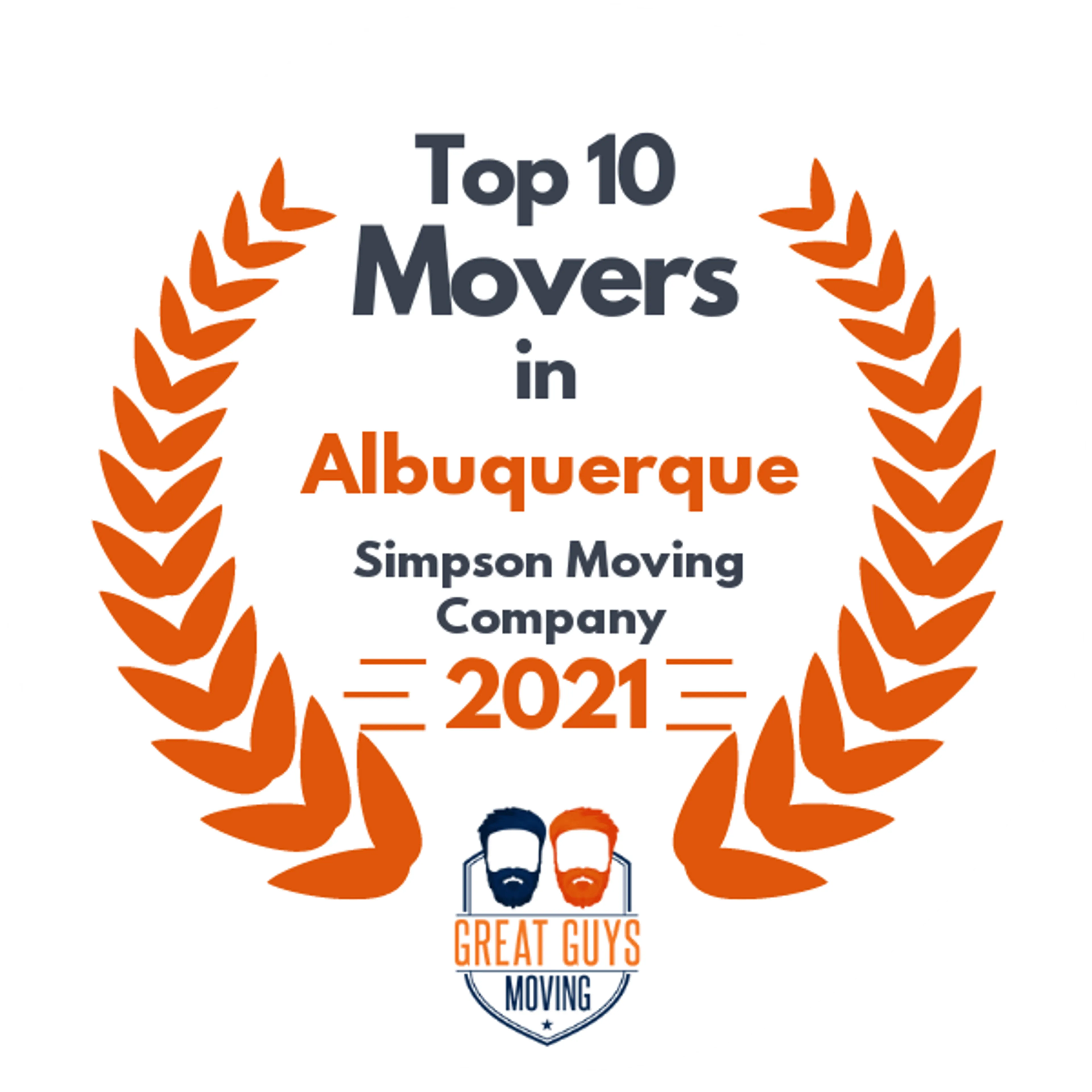 Top 10 Movers in Albuquerque, NM 2021 award