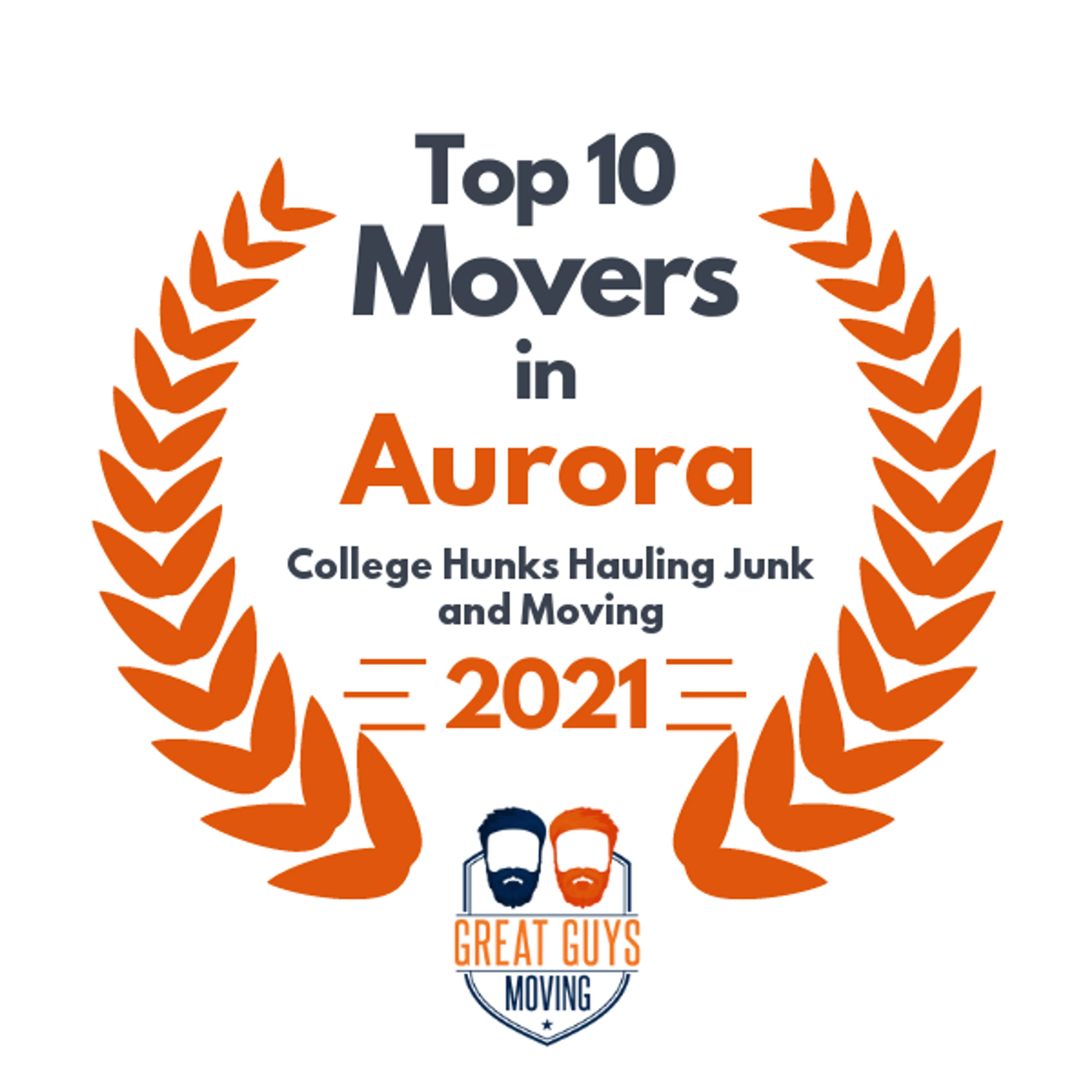 Top 10 Movers in Aurora, IL 2021 award