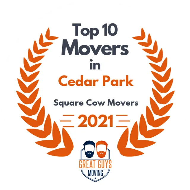 Top 10 Movers in Cedar Park, TX 2021 award