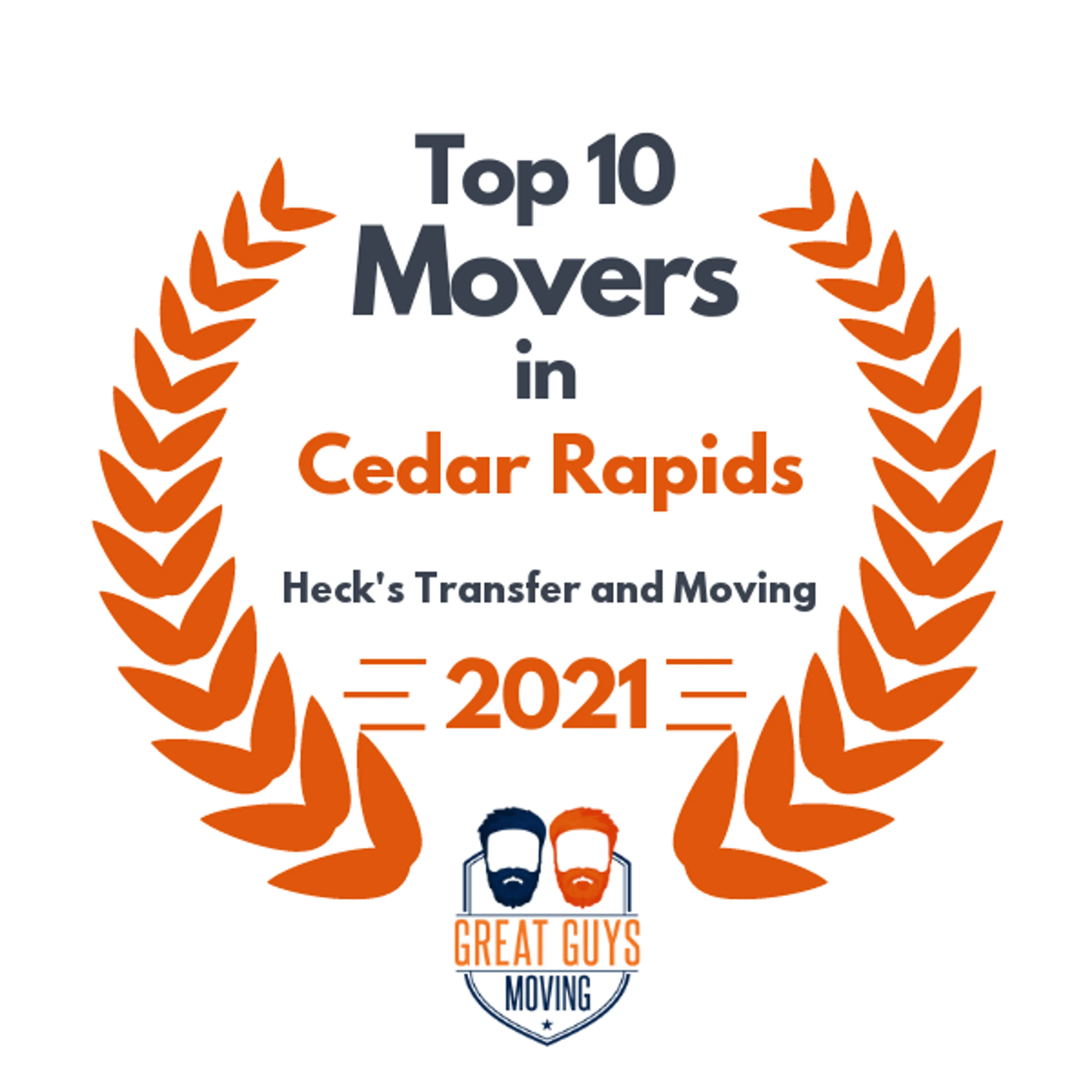 Top 10 Movers in Cedar Rapids, IA 2021 award