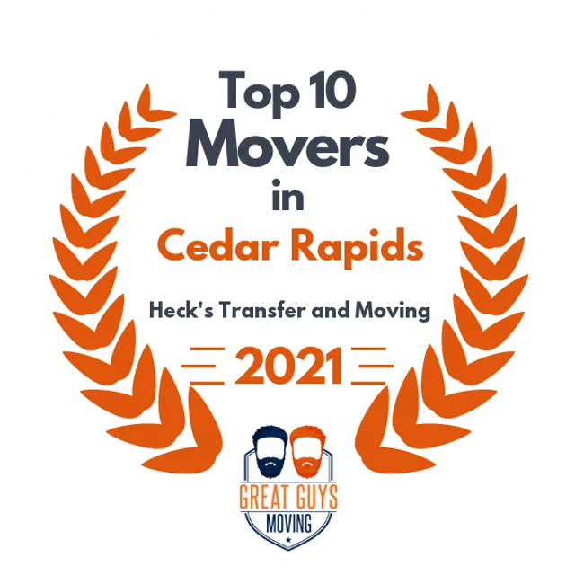 Top 10 Movers in Cedar Rapids, IA 2021 award