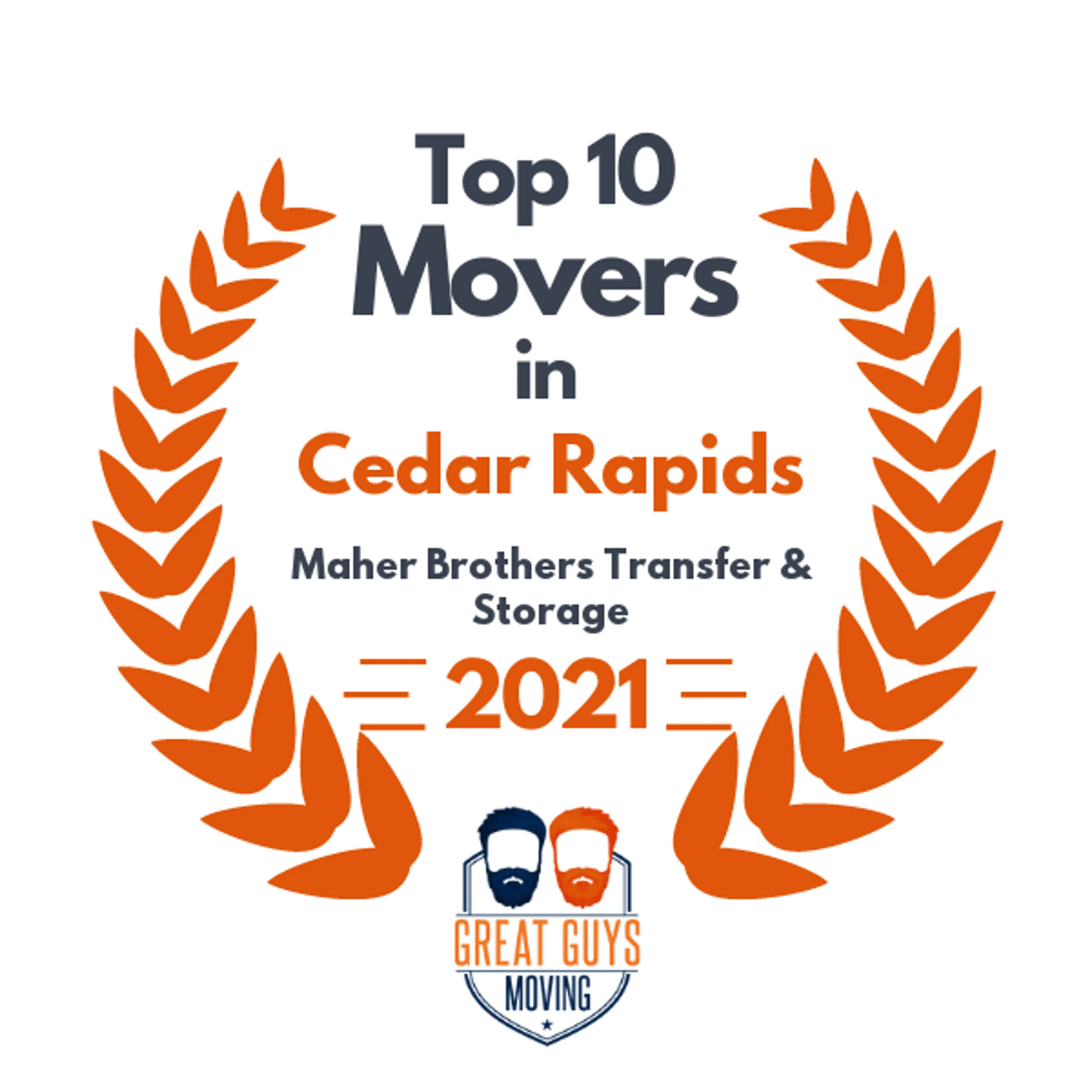 Top 10 Movers in Cedar Rapids, IA 2021 award