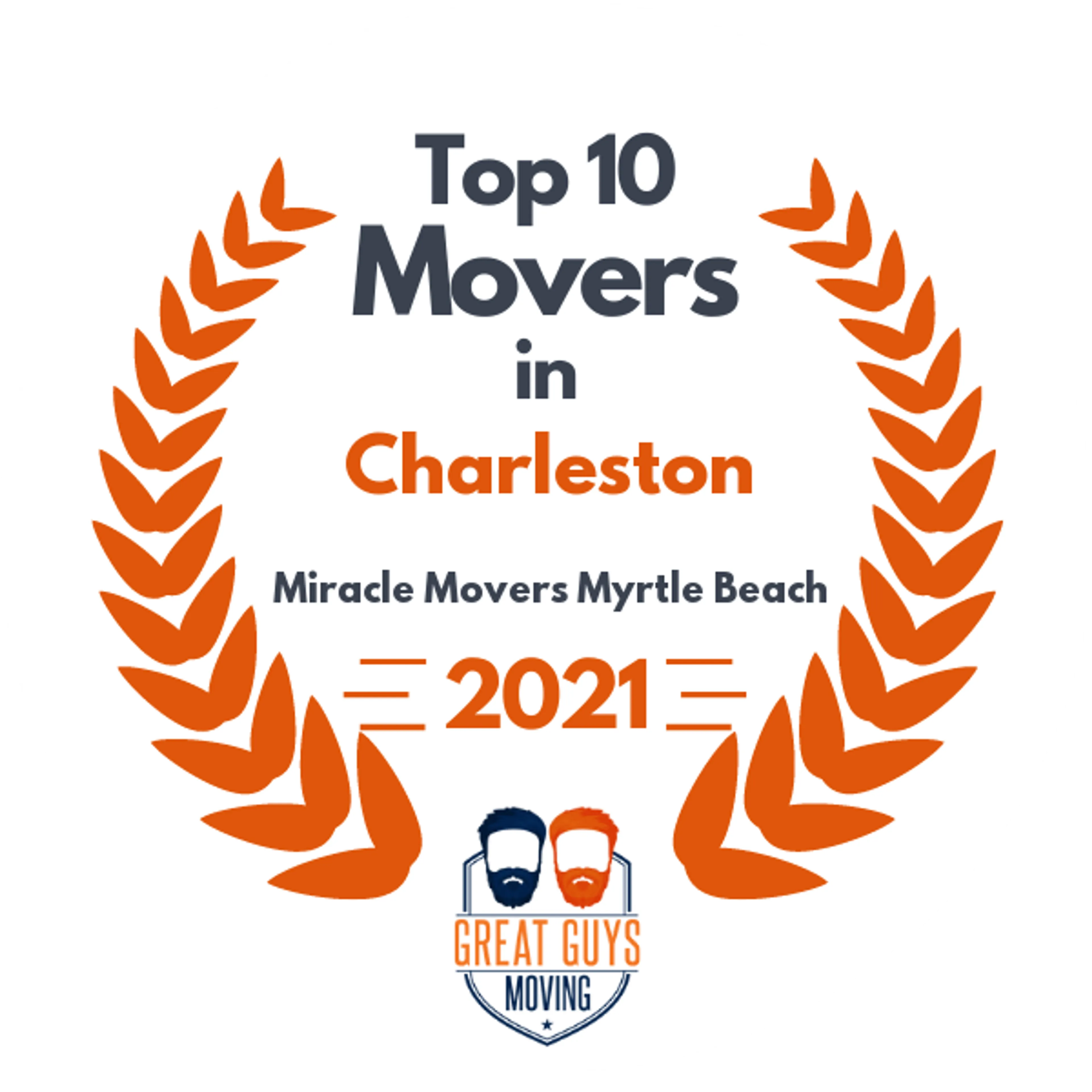 Top 10 Movers in Charleston, SC 2021 award