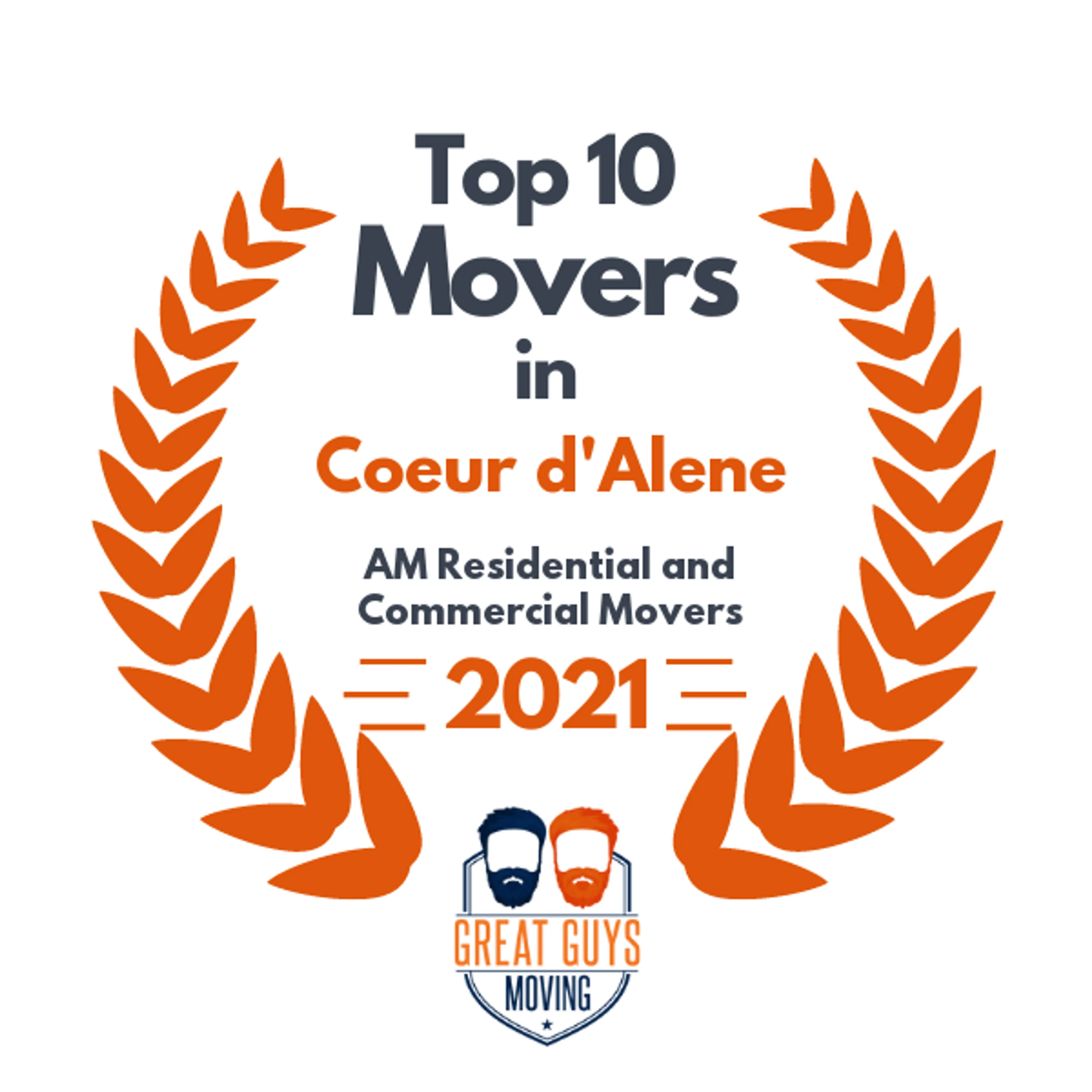Top 10 Movers in Coeur d'Alene, ID 2021 award