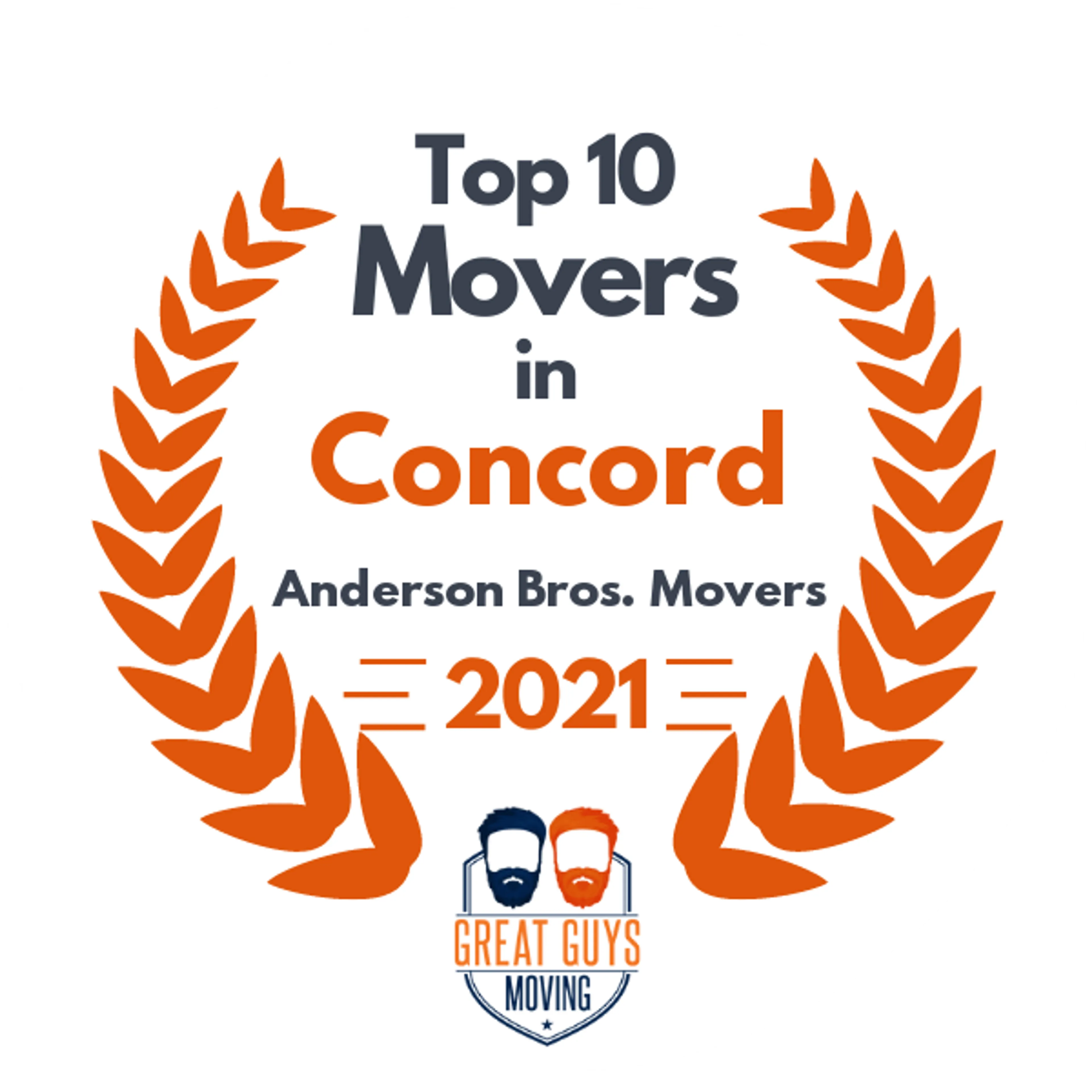 Top 10 Movers in Concord, CA 2021 award