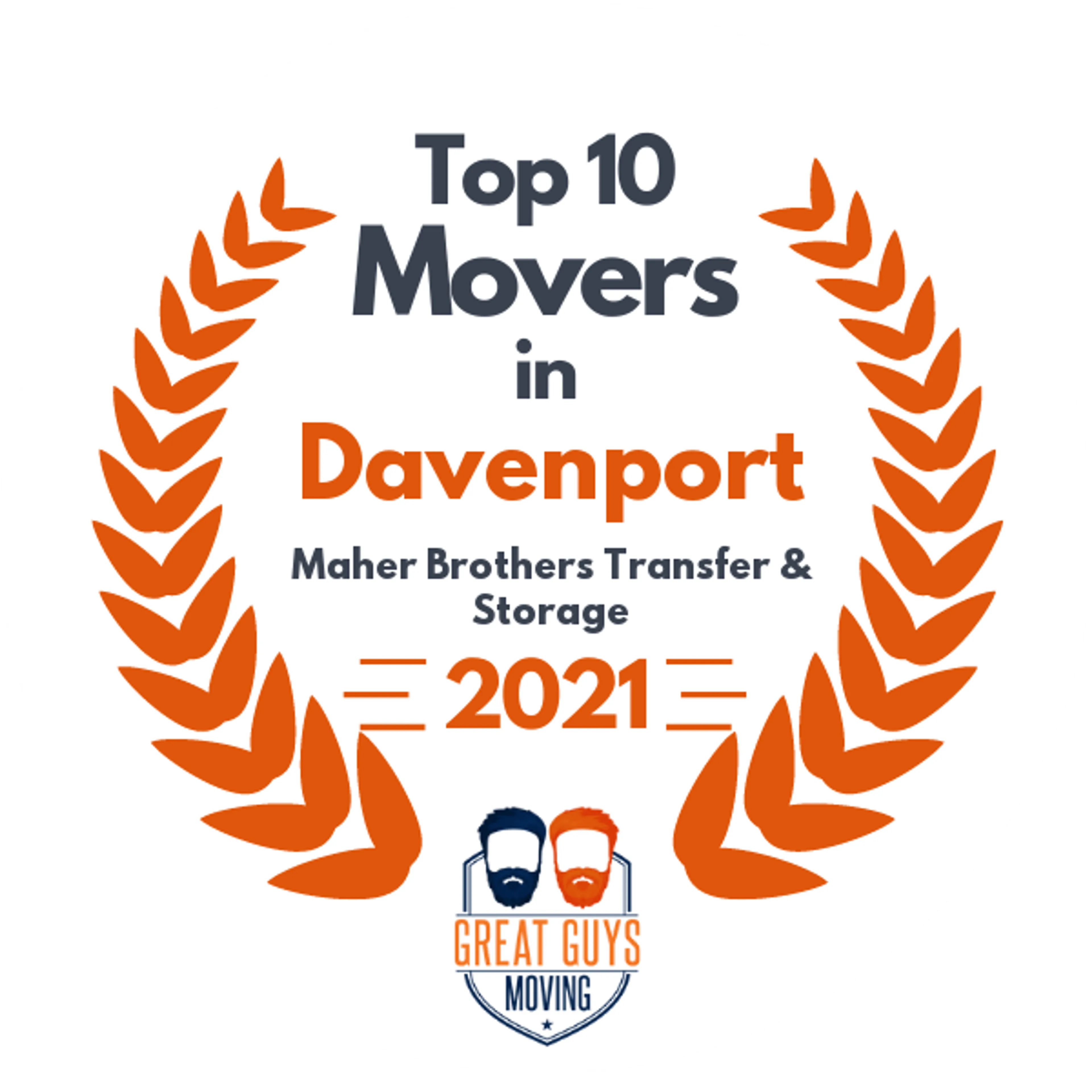 Top 10 Movers in Davenport, IA 2021 award