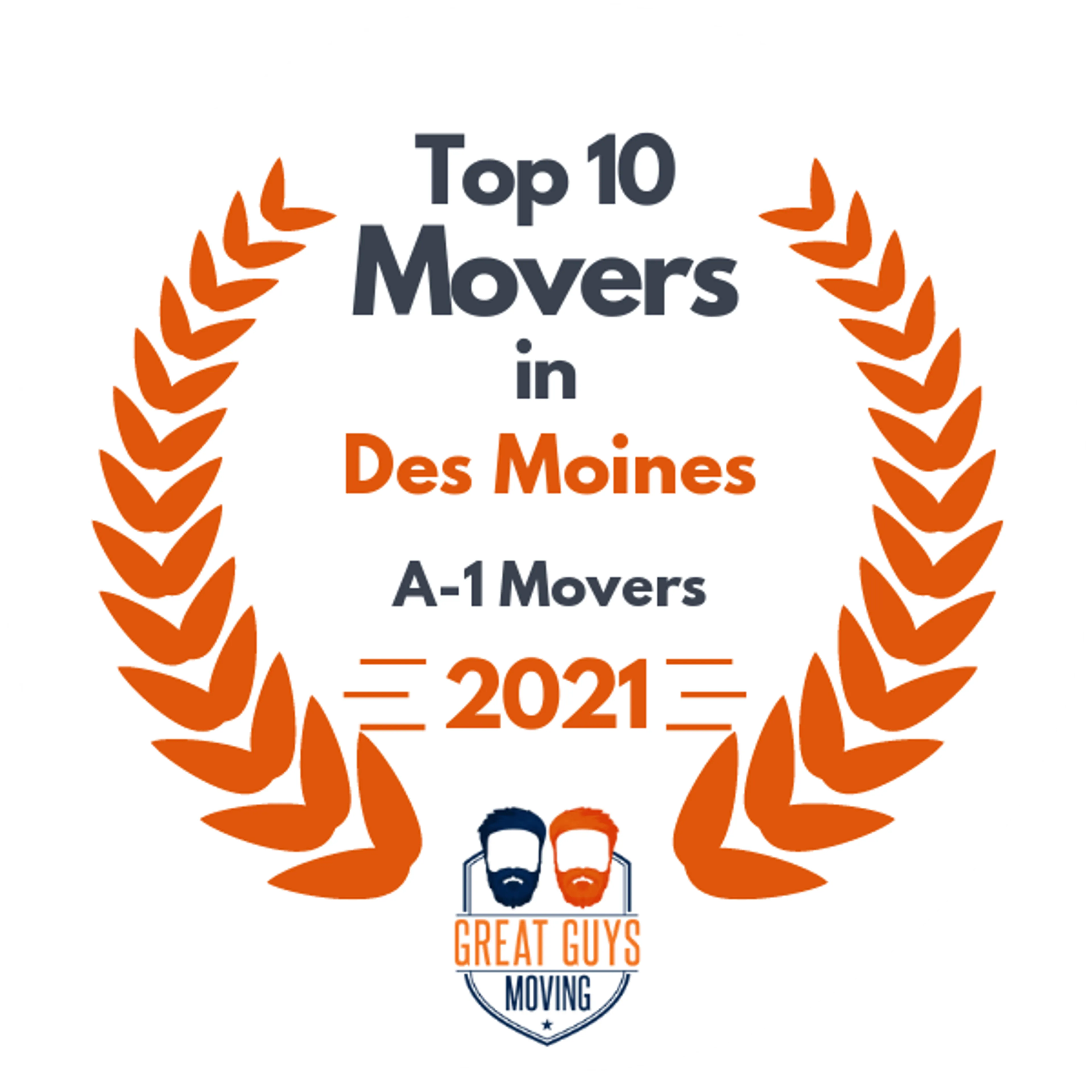 Top 10 Movers in Des Moines, IA 2021 award