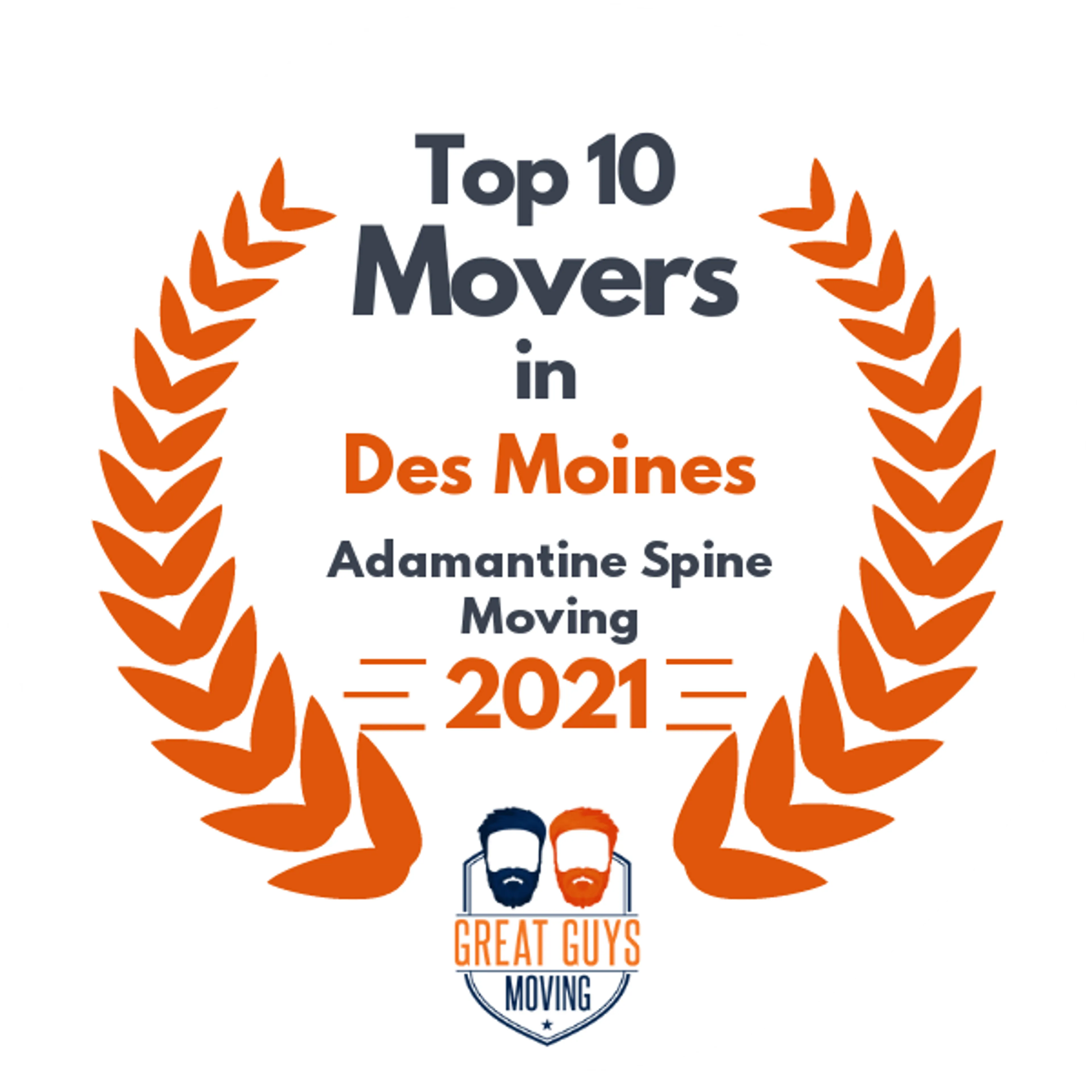 Top 10 Movers in Des Moines, IA 2021 award