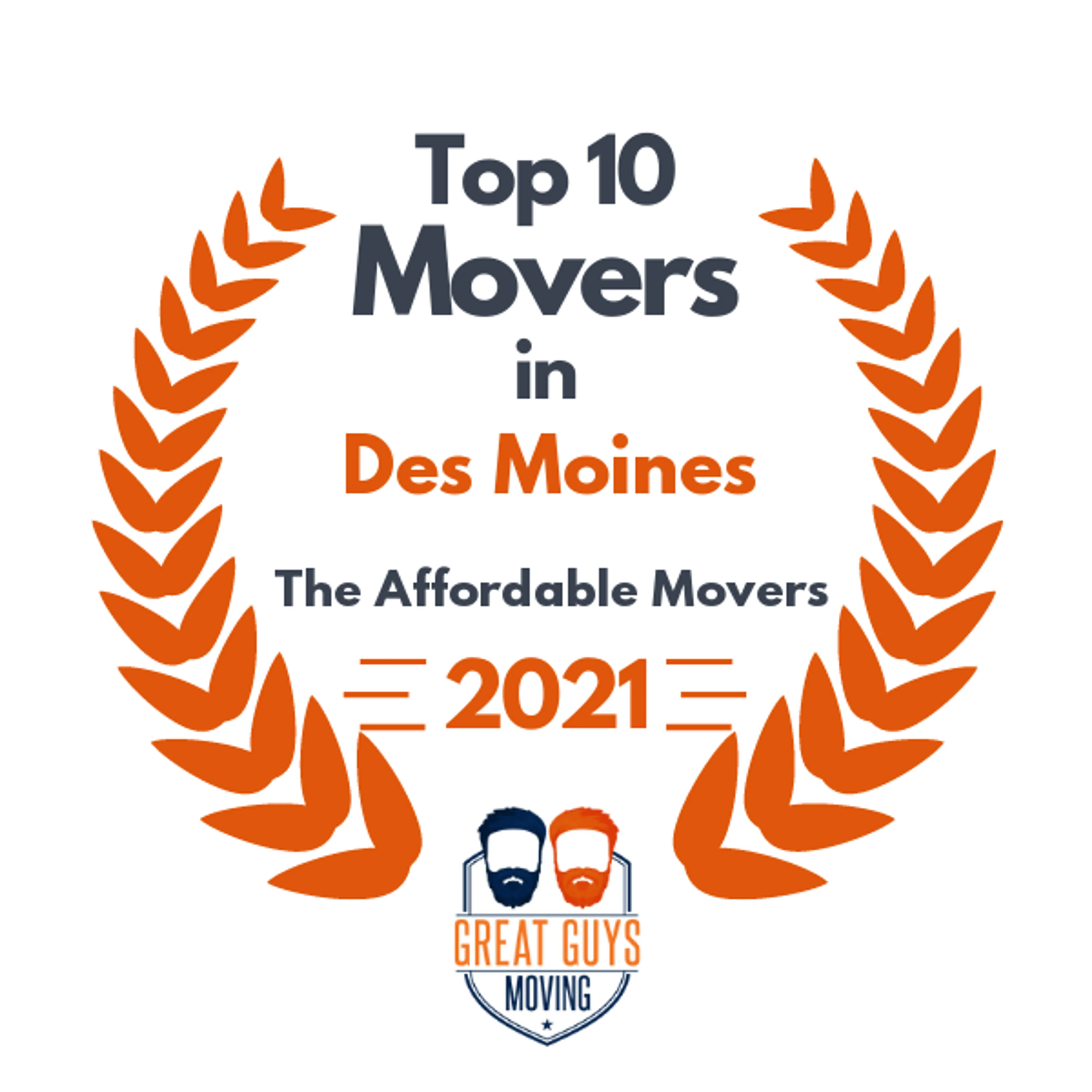 Top 10 Movers in Des Moines, IA 2021 award
