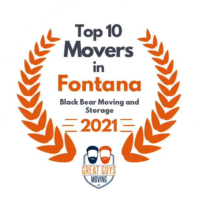 Top 10 Movers in Fontana, CA 2021 award