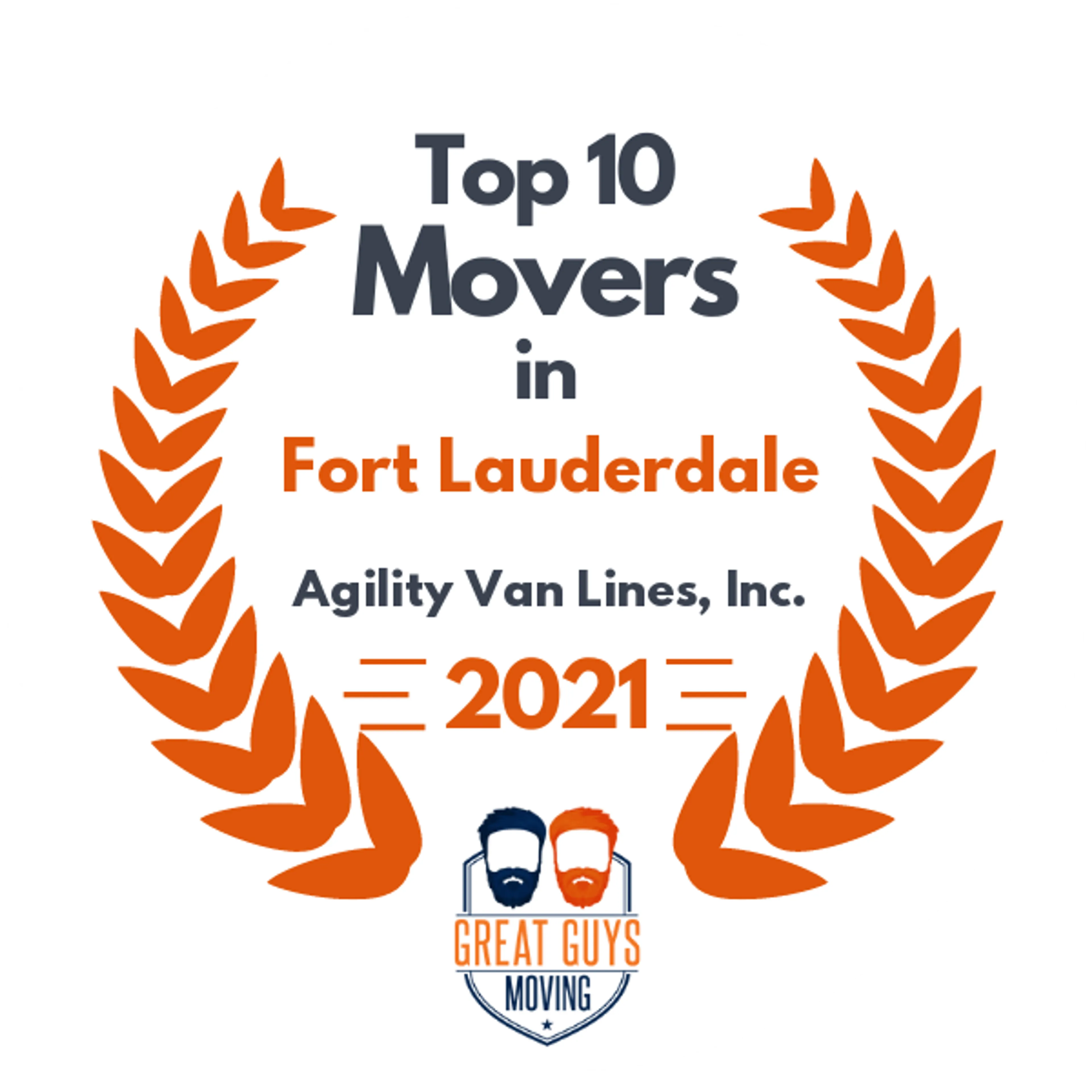 Top 10 Movers in Fort Lauderdale, FL 2021 award