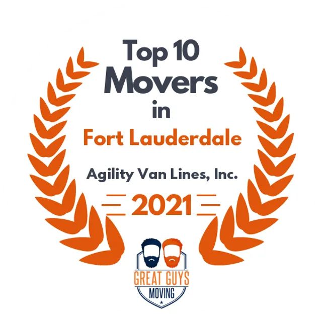 Top 10 Movers in Fort Lauderdale, FL 2021 award