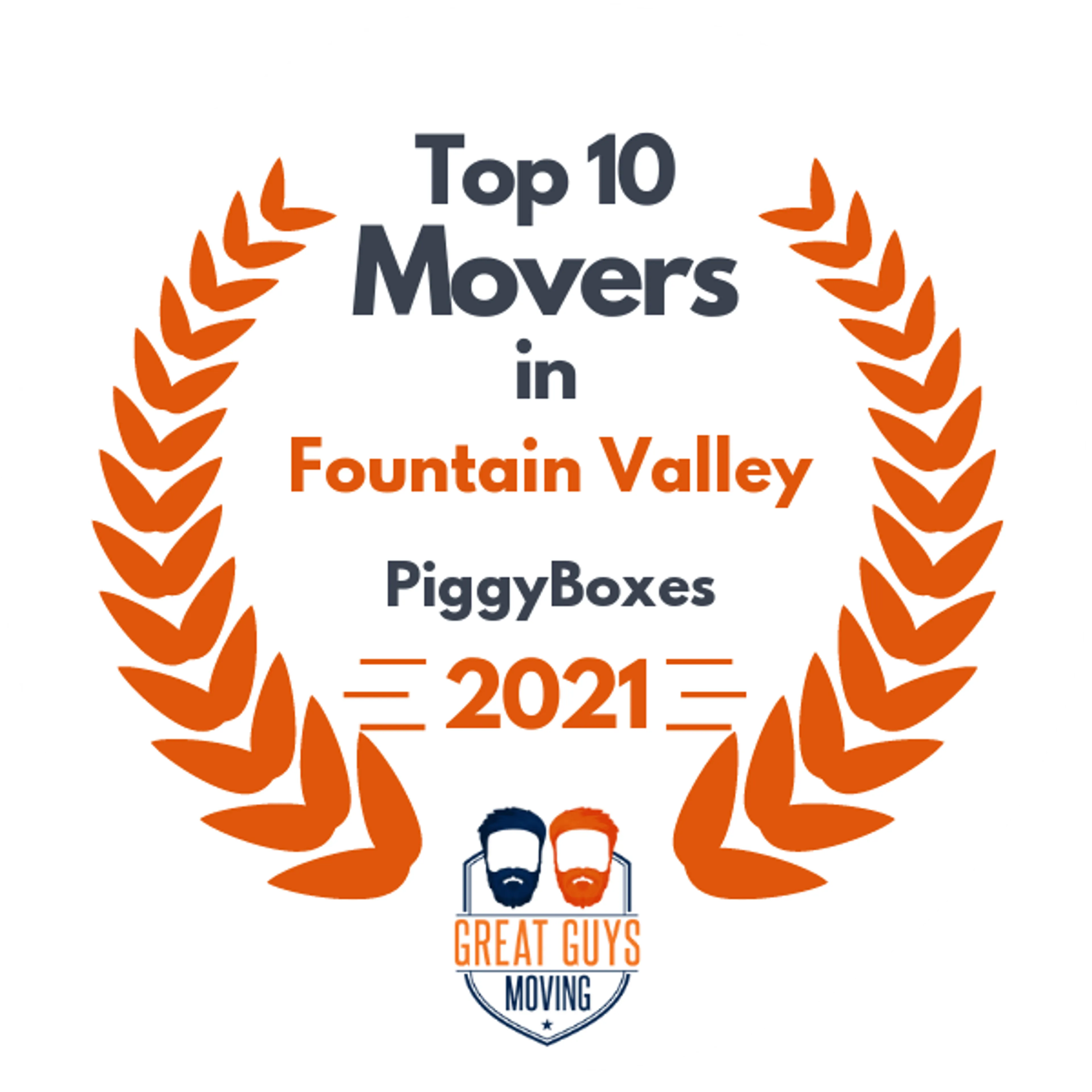 Top 10 Movers in Fountain Valley, CA 2021 award