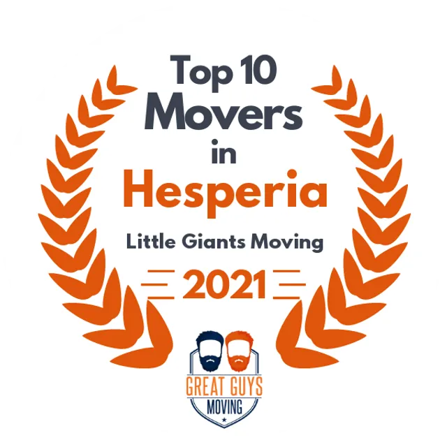 Top 10 Movers in Victorville, CA 2021 award