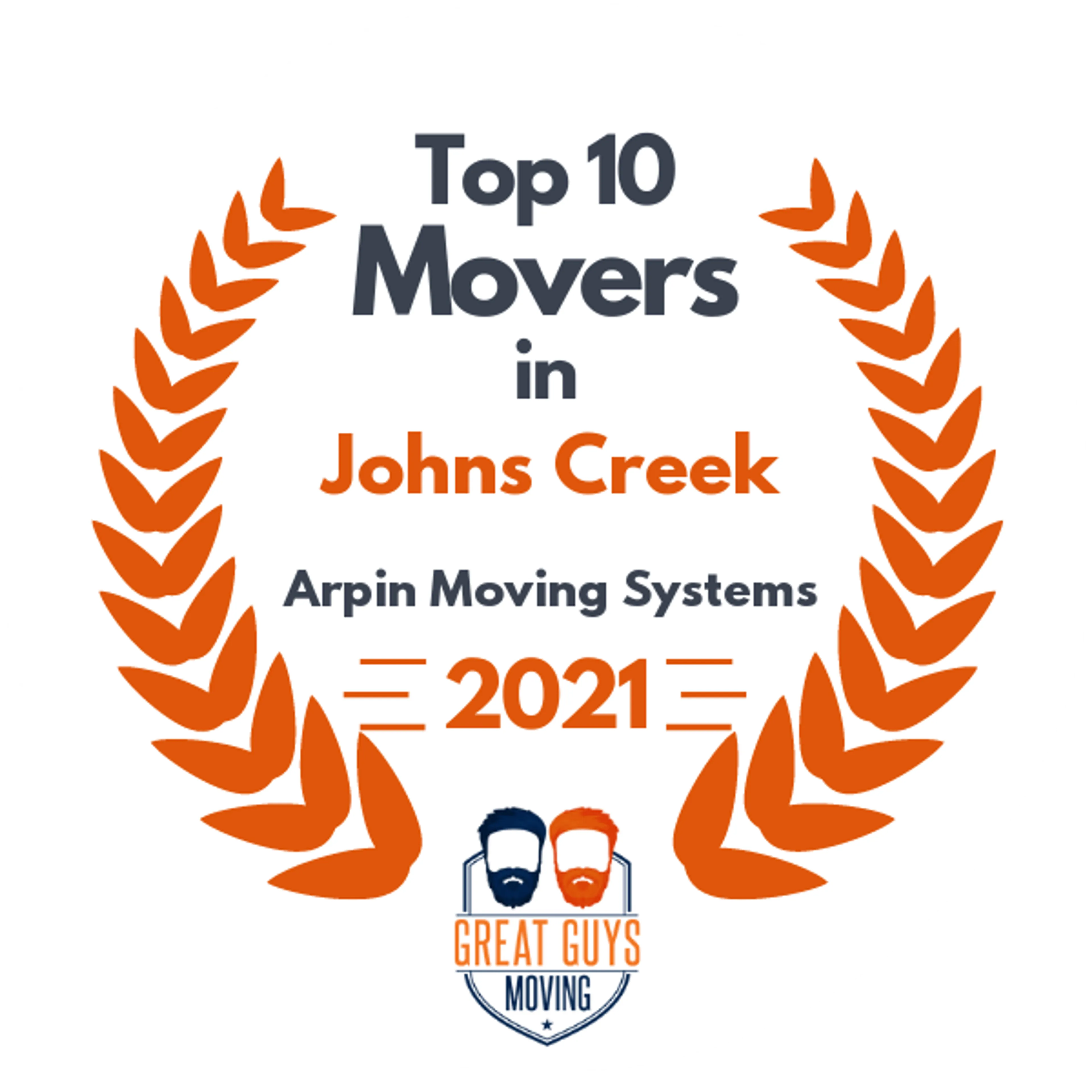 Top 10 Movers in Johns Creek, GA 2021 award